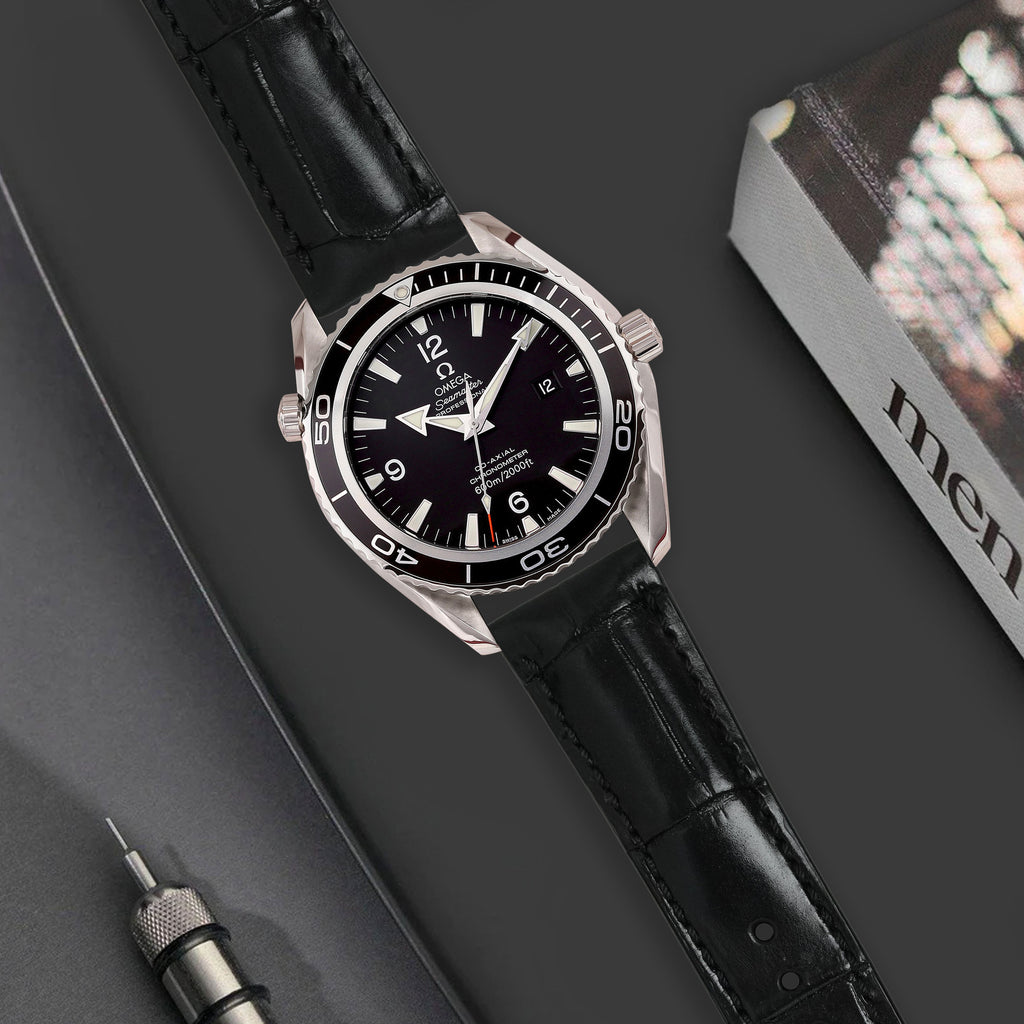 Omega Seamaster Planet Ocean Straps - Croco Black – Liger Straps