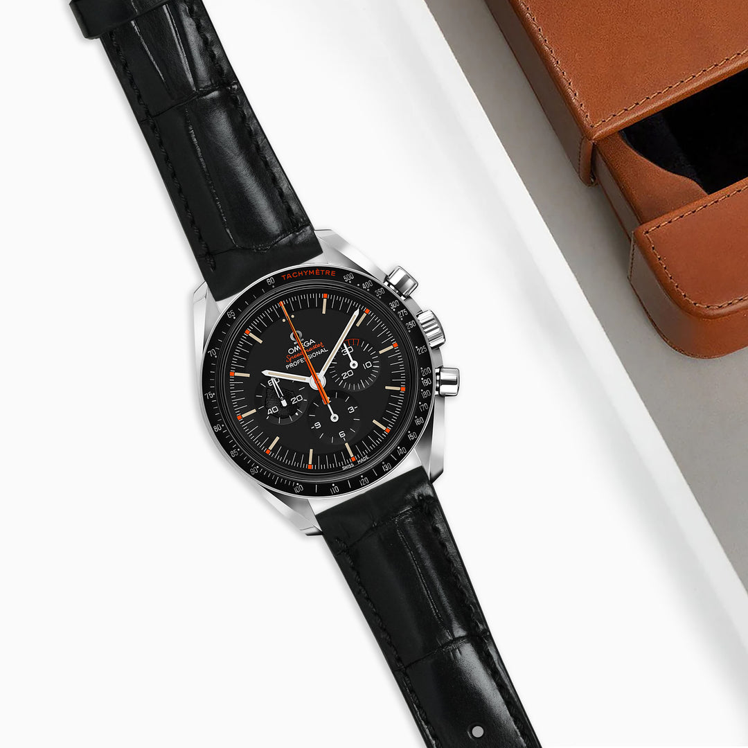 Omega Speedmaster Moonwatch Straps - Croco Black – Liger Straps