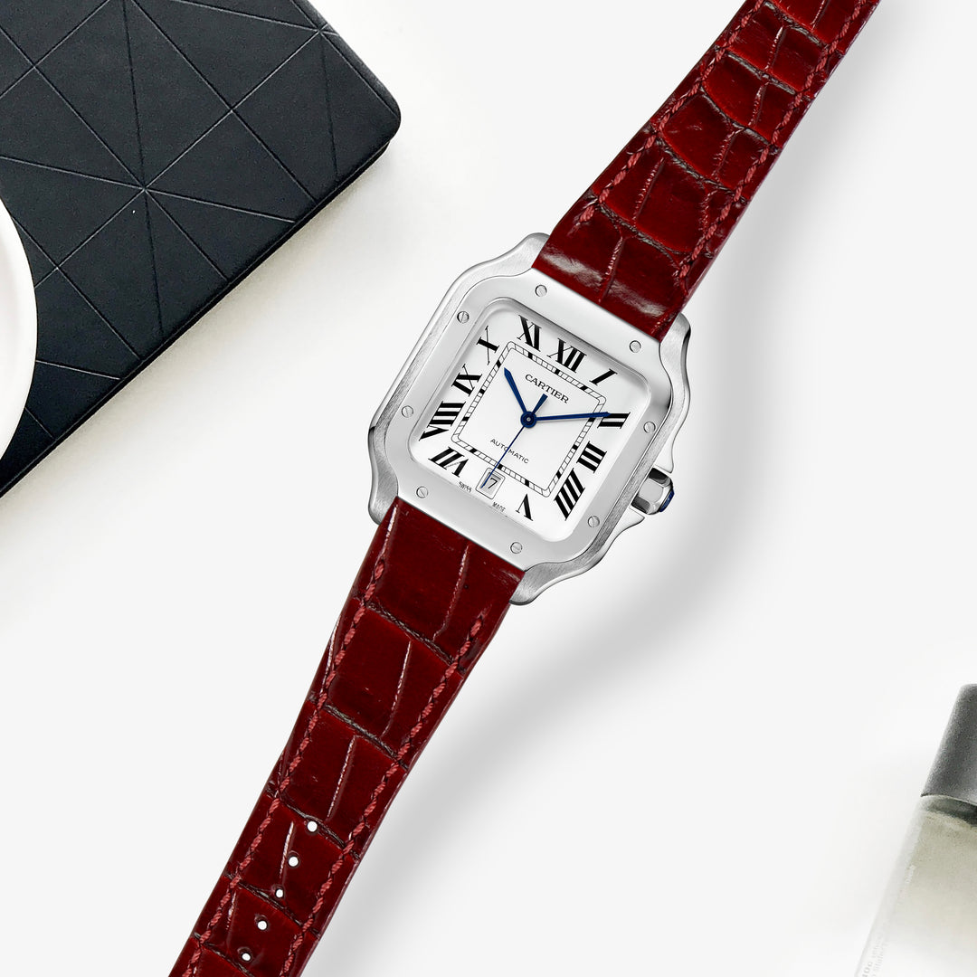 Cartier New Santos Quick Release Straps - Croco Bordeaux – Liger