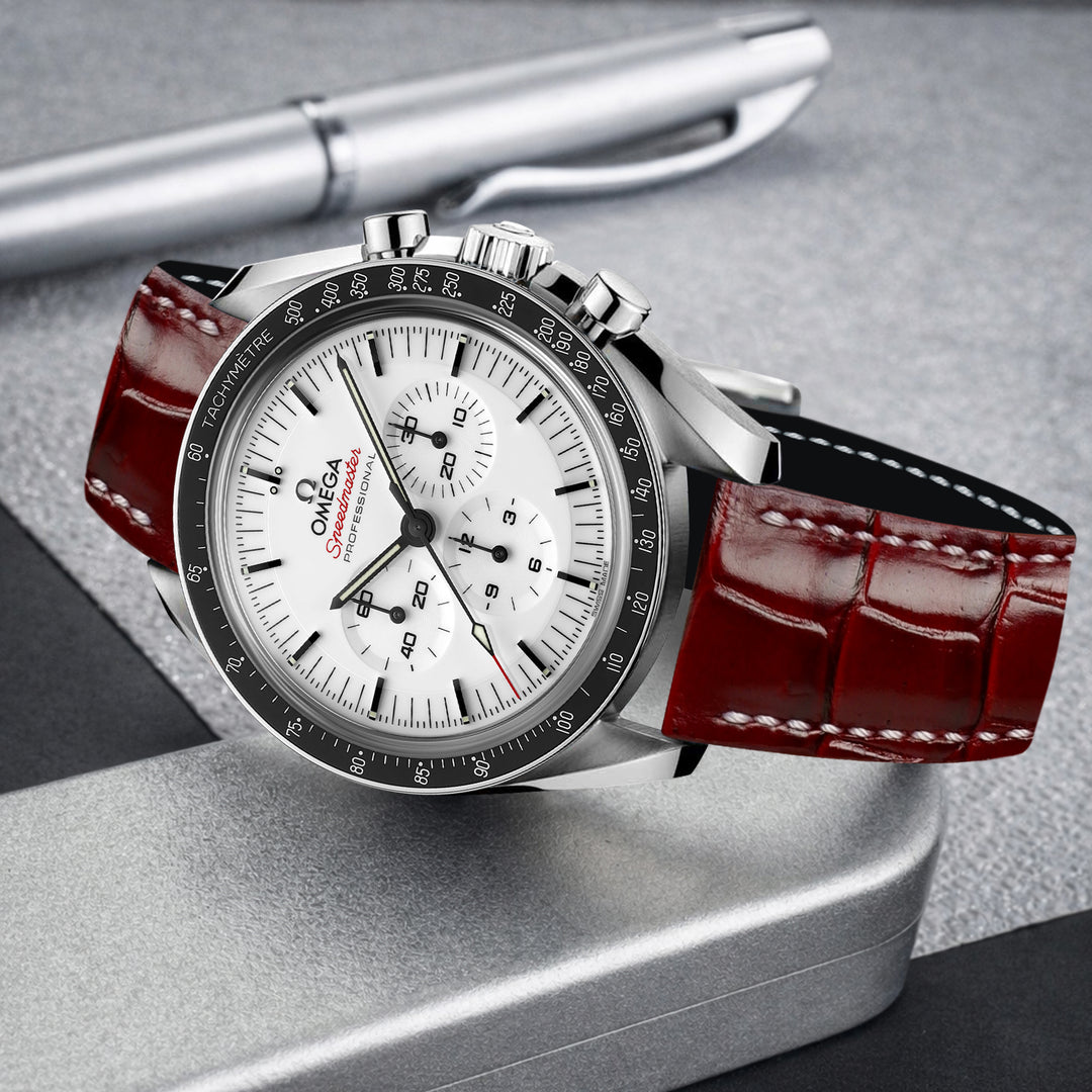Omega Speedmaster Moonwatch Straps - Croco Bordeaux – Liger Straps