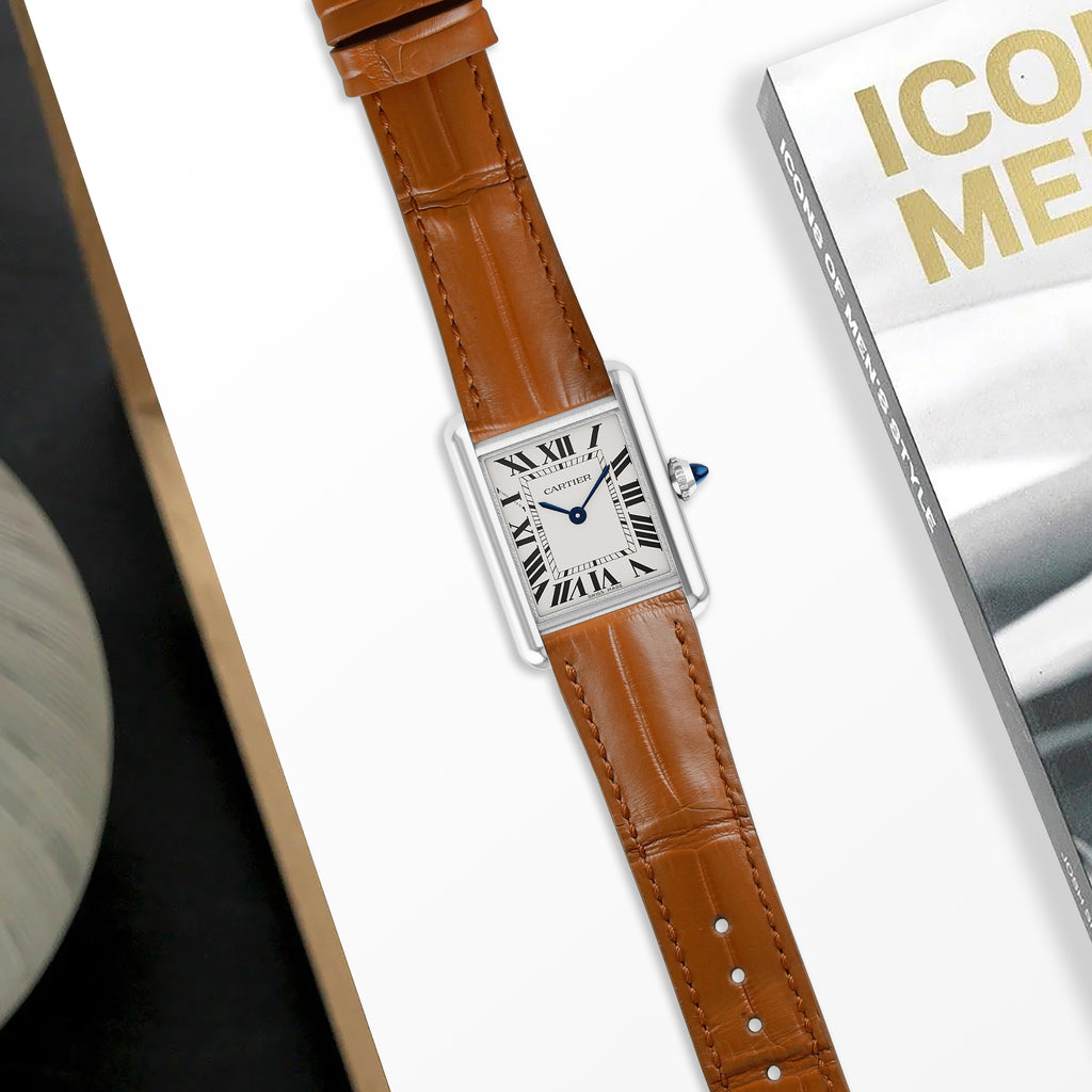 Cartier レザーストラップ 　キャメル Cartier Tank Straps - Croco Caramel – Liger Straps