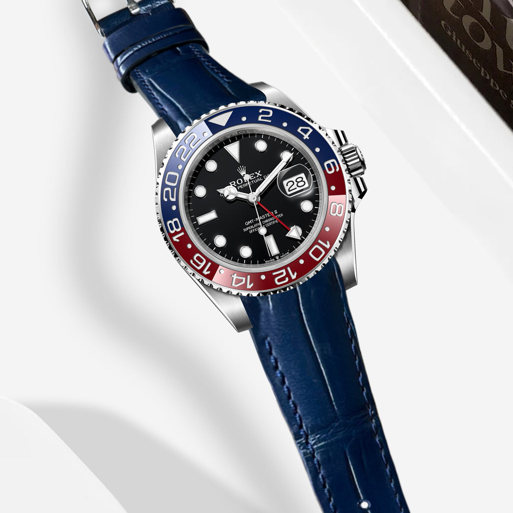 Rolex GMT Master II Pepsi Straps - Croco Navy Blue – Liger Straps
