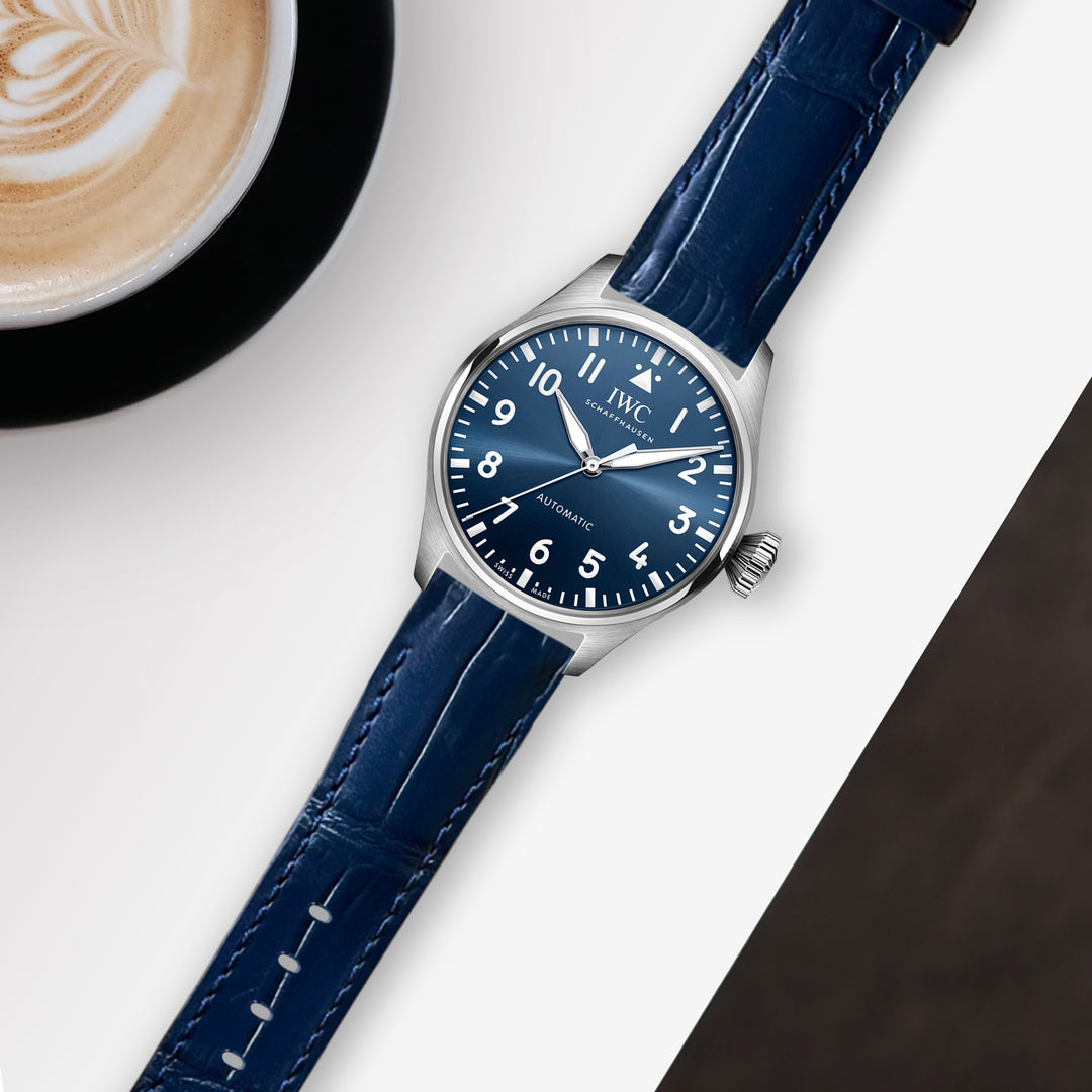 IWC Easx Change Straps - Croco Navy Blue – Liger Straps