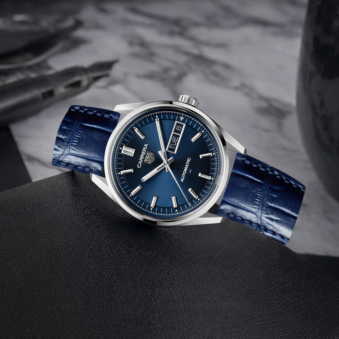 Tag Heuer Carrera Straps - Croco Navy Blue – Liger Straps