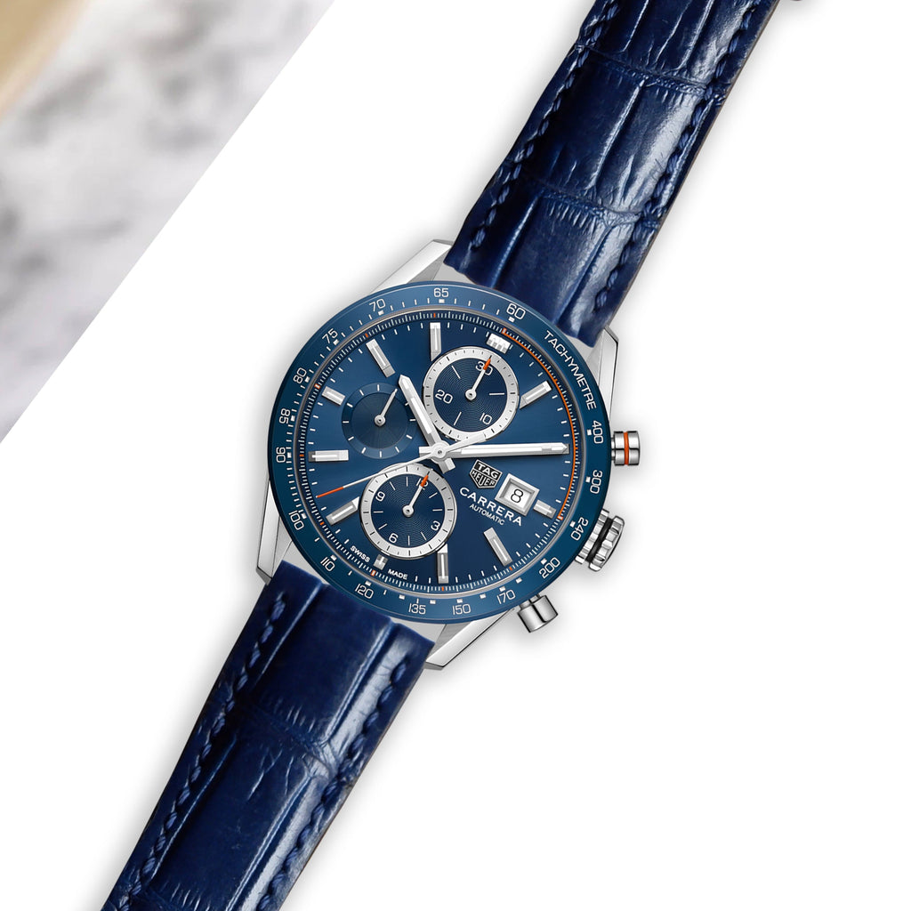 Tag Heuer Carrera Straps - Croco Navy Blue – Liger Straps