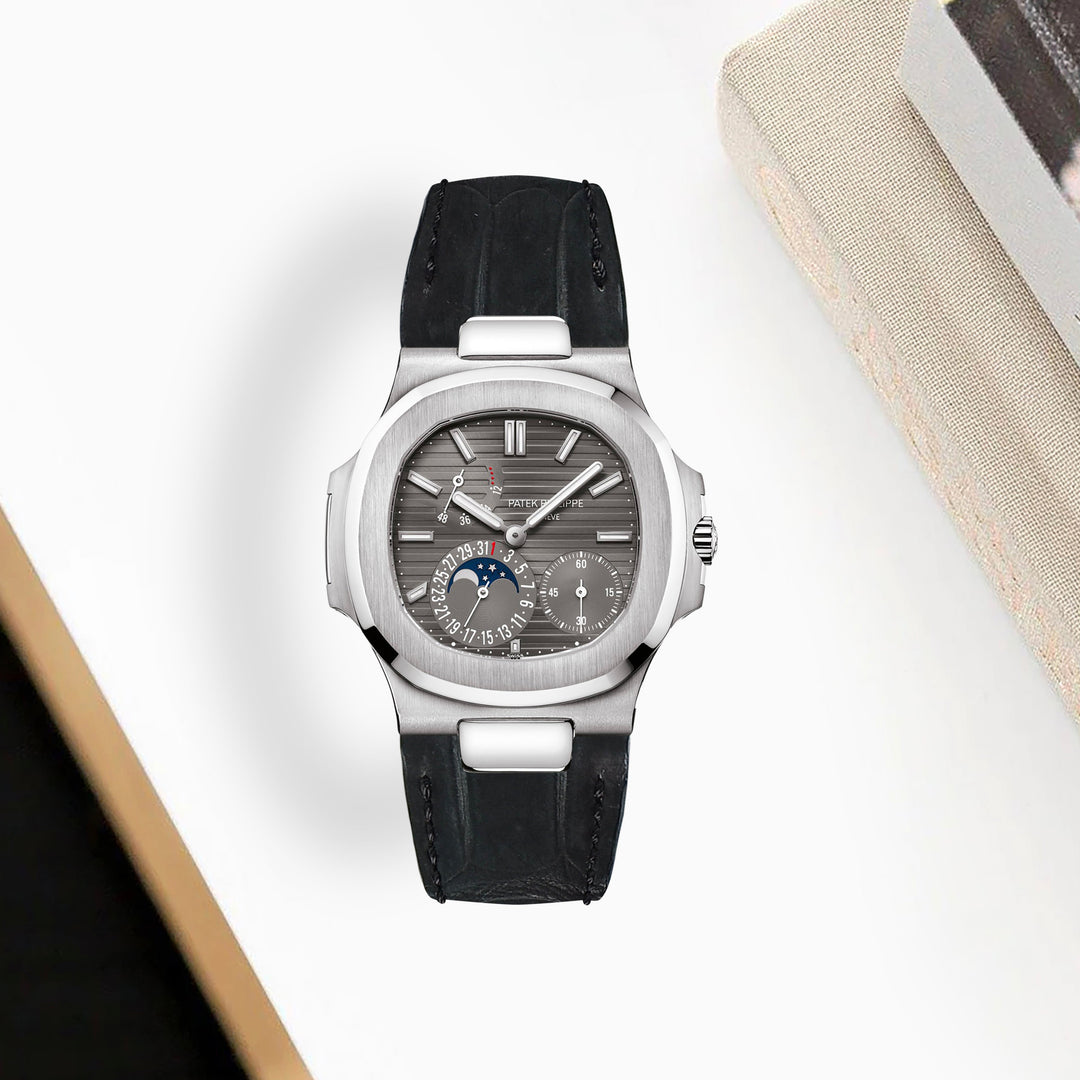 Patek Nautilus Straps - Croco Nubuck Black – Liger Straps