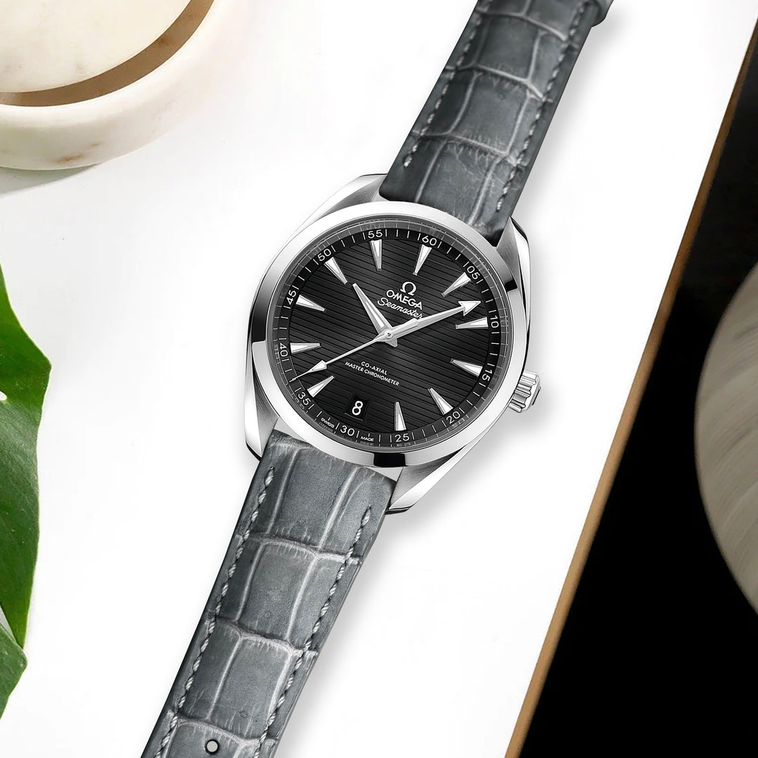 Omega Seamaster Aqua Terra Straps - Croco Nubuck Grey – Liger Straps