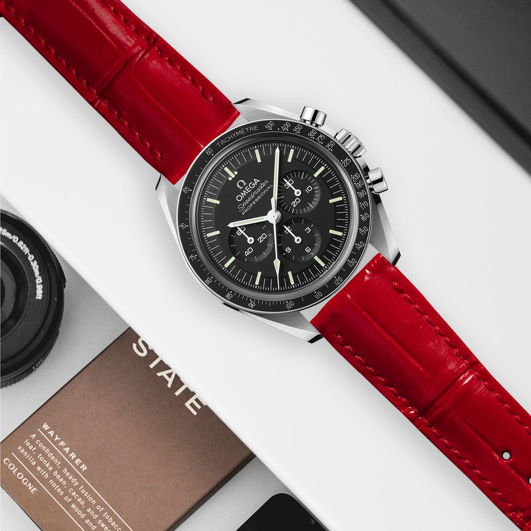 Omega Speedmaster Moonwatch Straps Croco Red – Liger Straps
