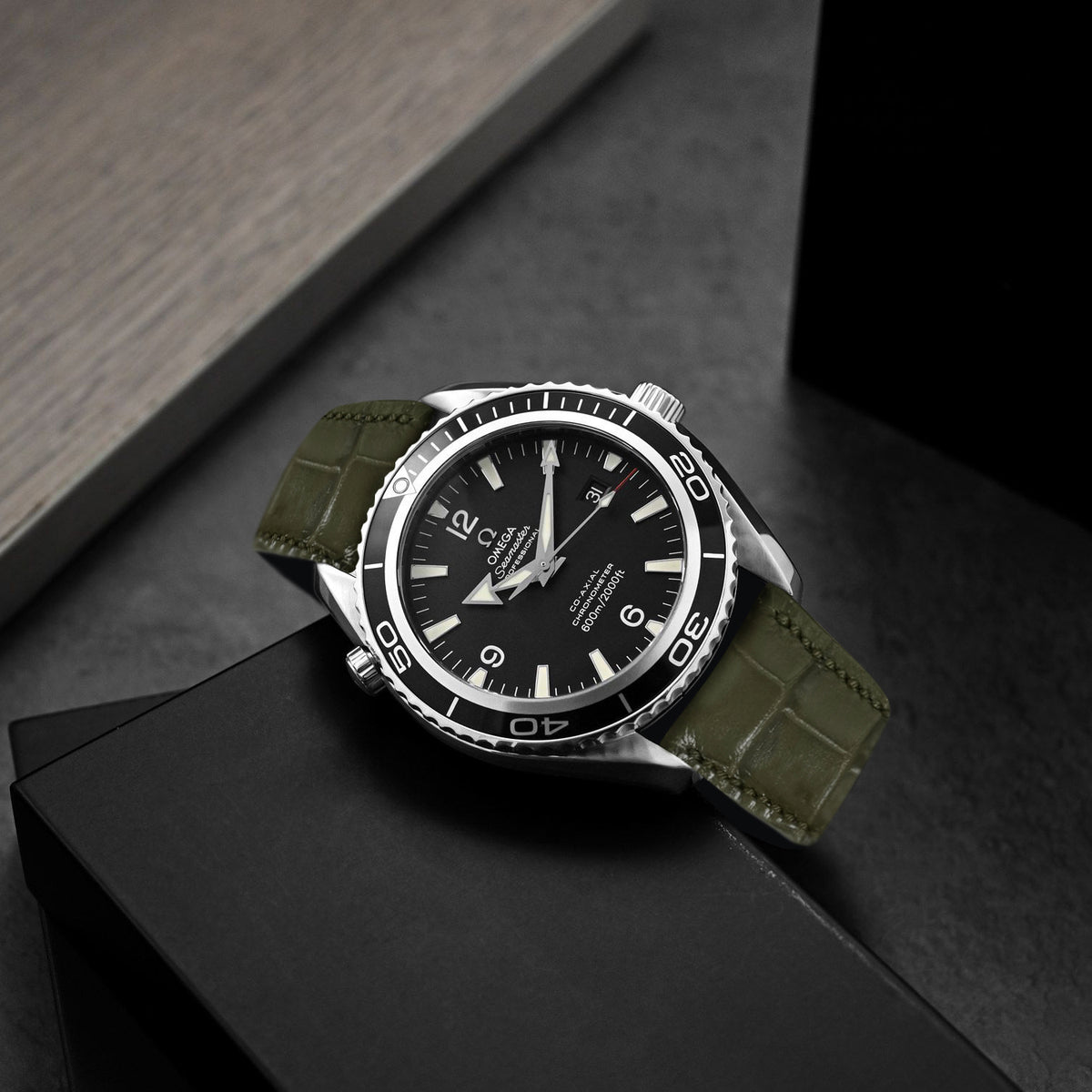 Omega Seamaster Planet Ocean Straps - Croco Vert Olive – Liger Straps