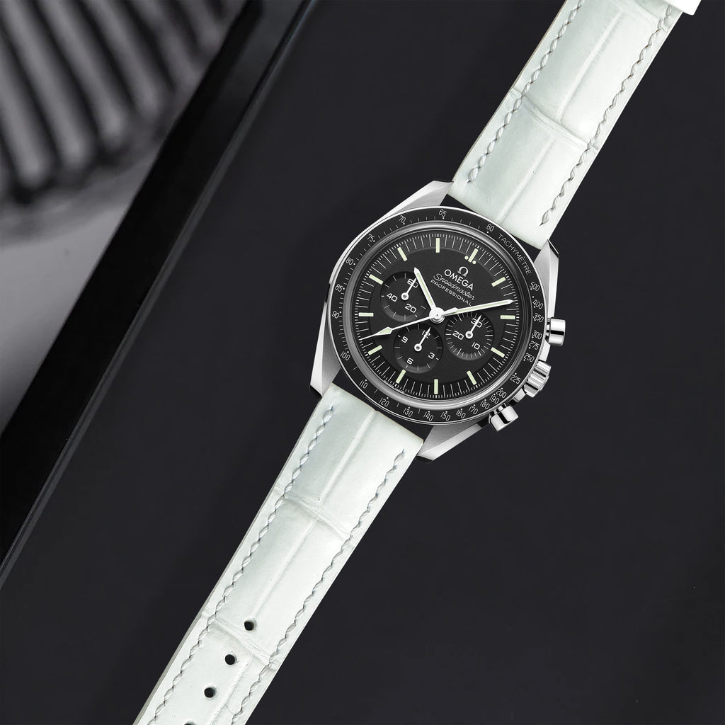 Omega Speedmaster Moonwatch Straps - Croco White – Liger Straps