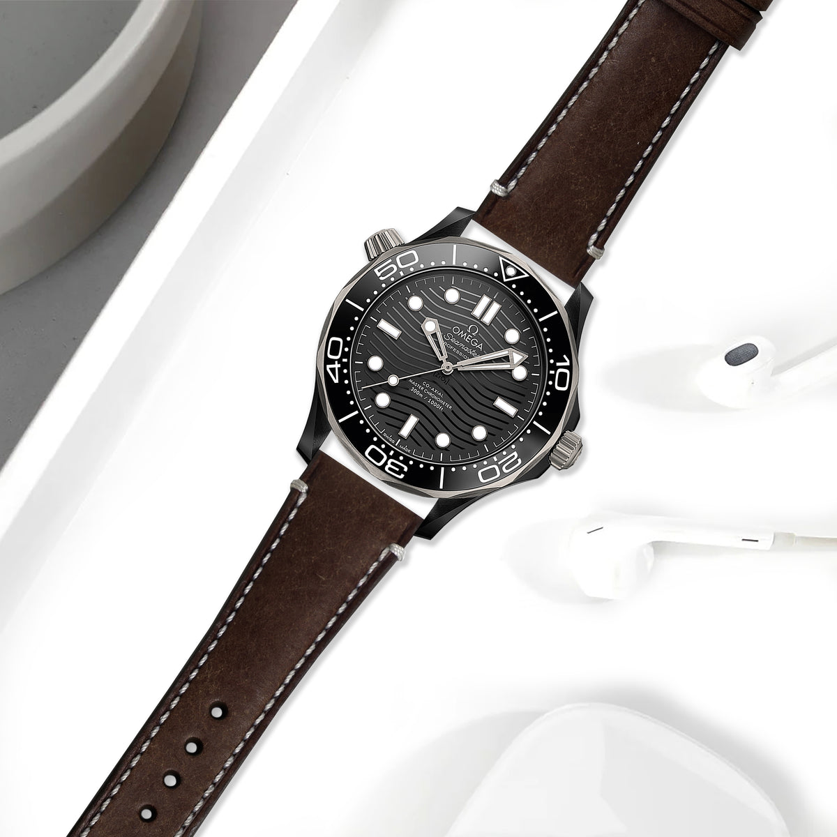Omega Seamaster Diver 300m Straps - Diablo Dark Brown – Liger Straps