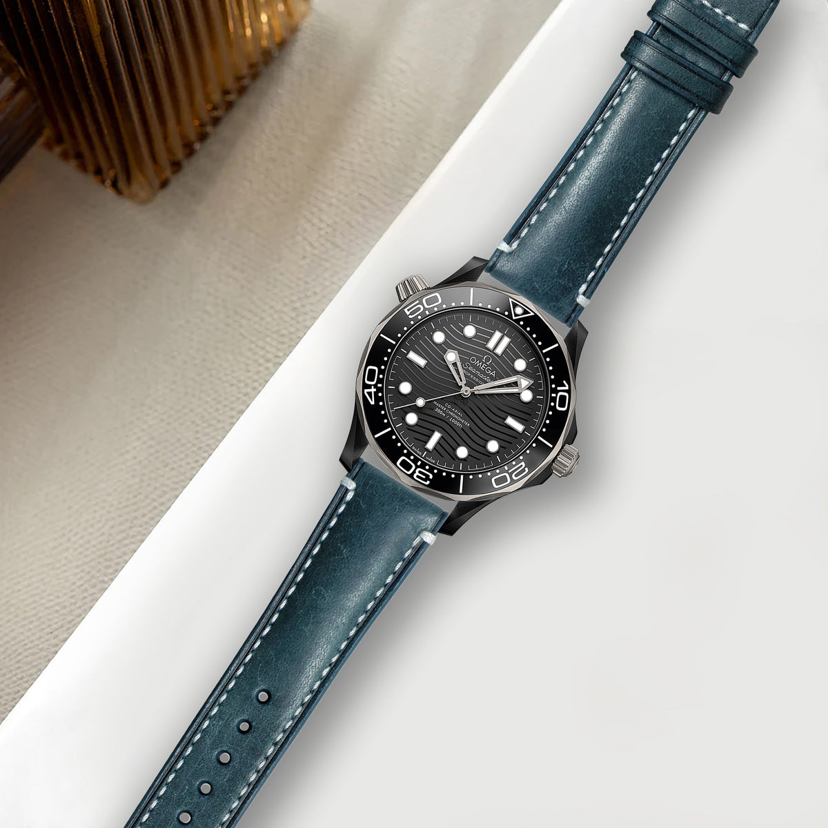 Omega Seamaster Diver 300m Straps - Diablo Prussian Blue – Liger Straps