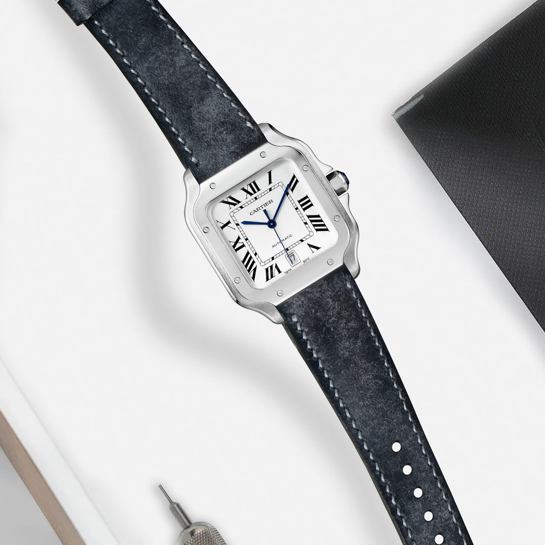 Cartier New Santos Quick Release Straps - Diablo Steel Grey