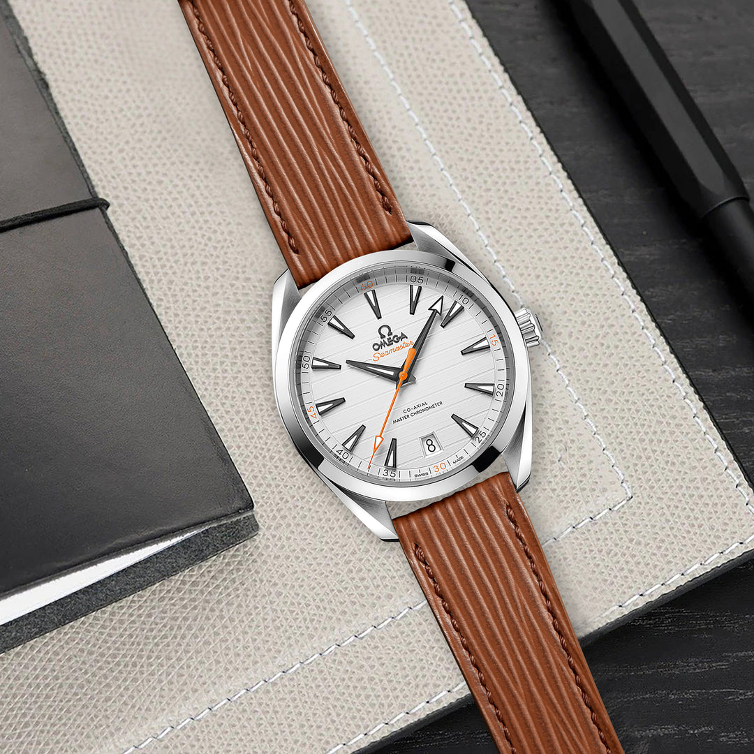 Omega seamaster aqua terra leather strap hotsell