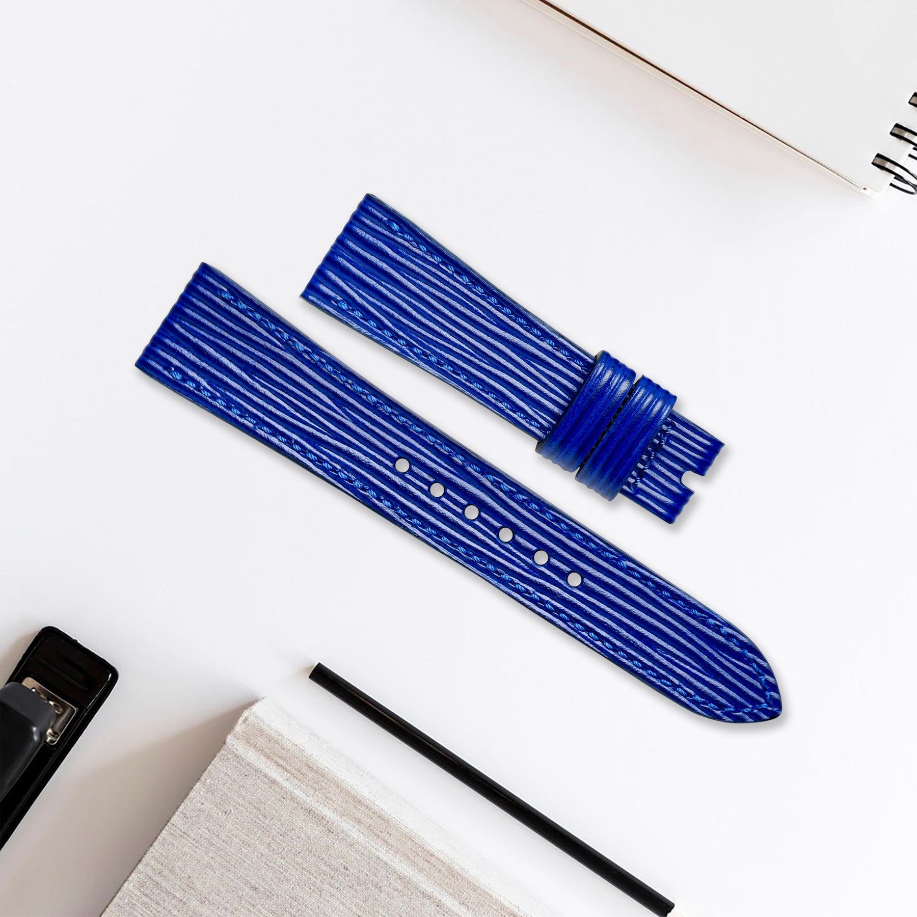 Cartier New Santos Quick Release Straps Epi Electric Blue