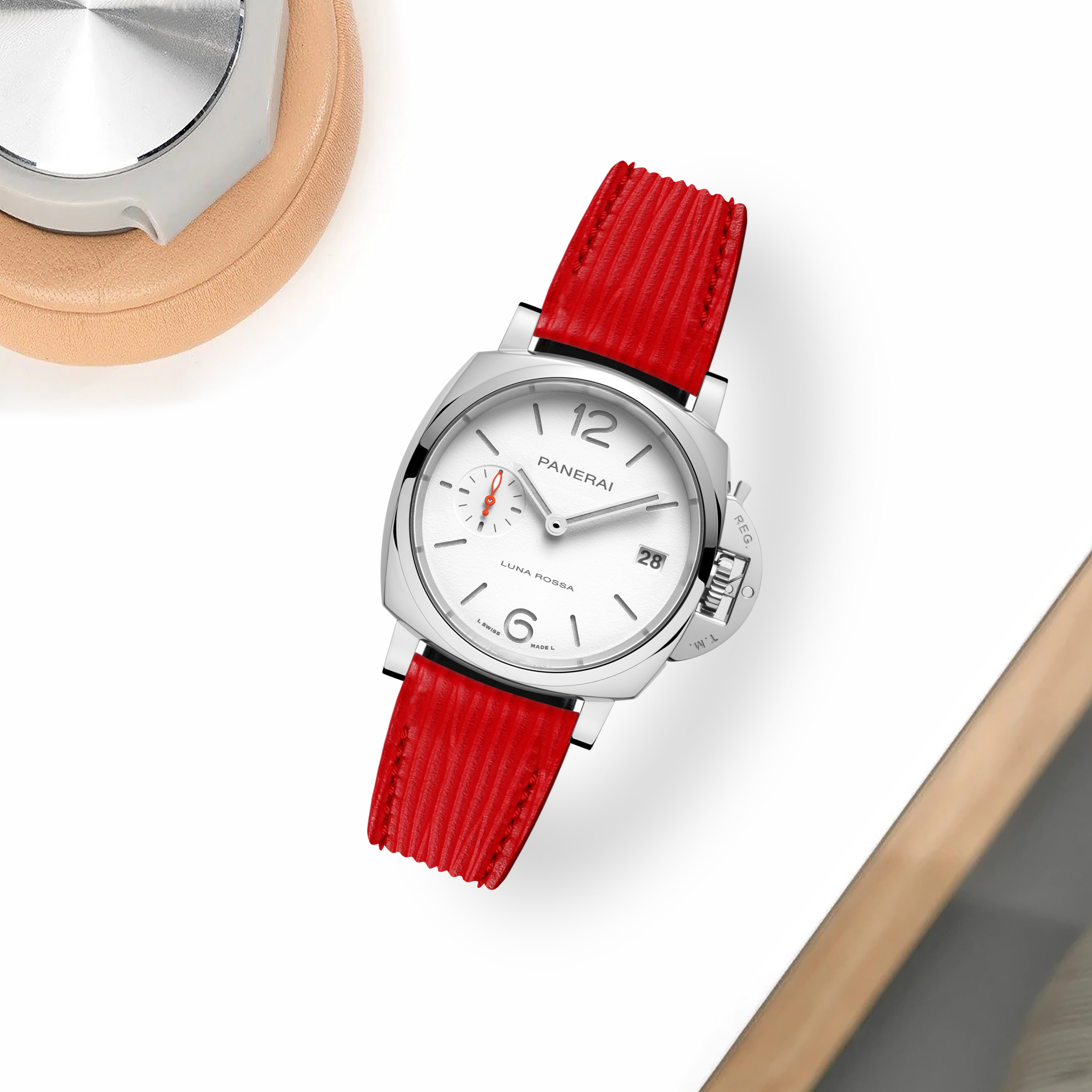 PANERAI OFFICINE ラバーベルト 赤 Panerai Officine Red Rubber Strap (24mm X 21mm). 24mm | Gray