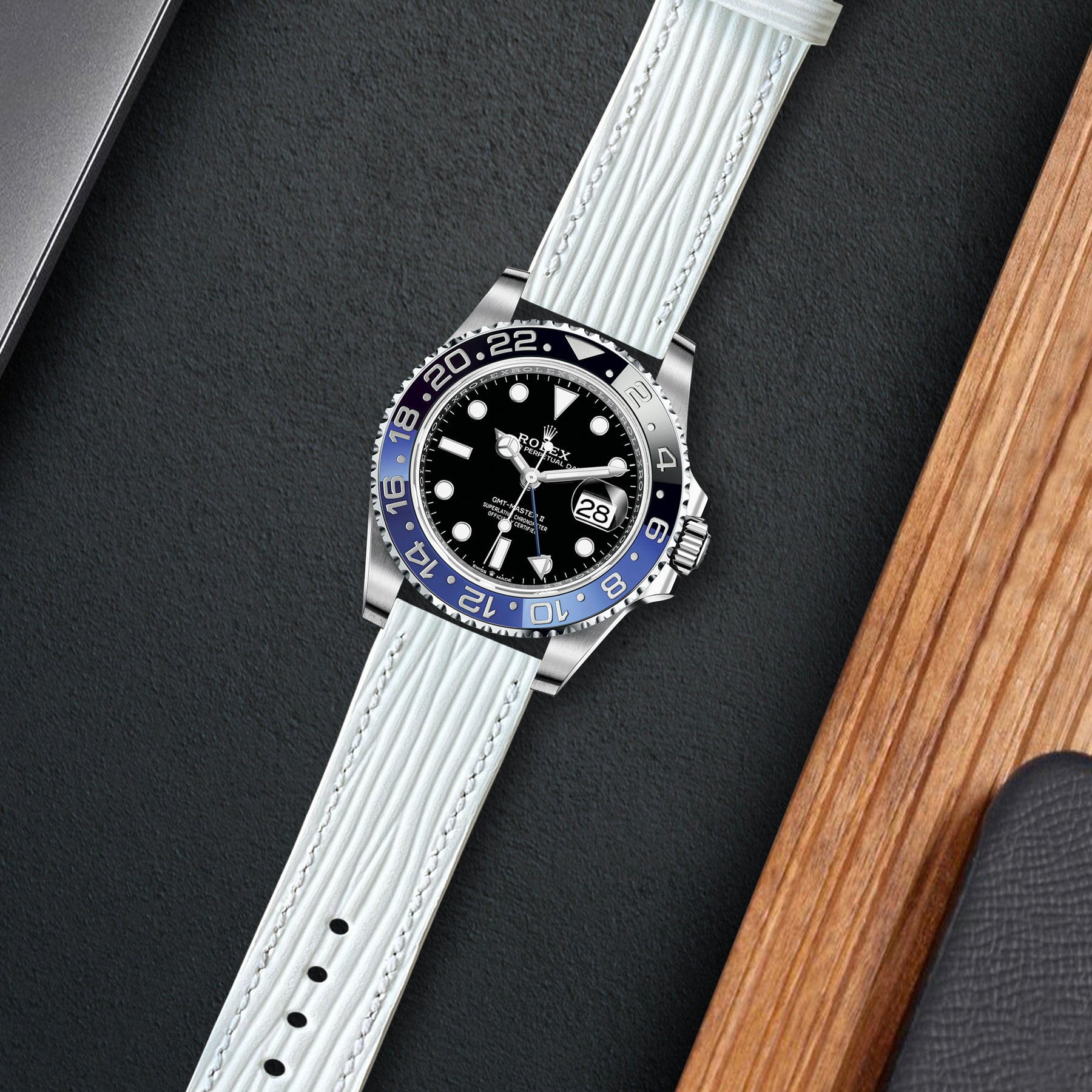 Rolex GMT Master II Batman Straps Epi White – Liger Straps