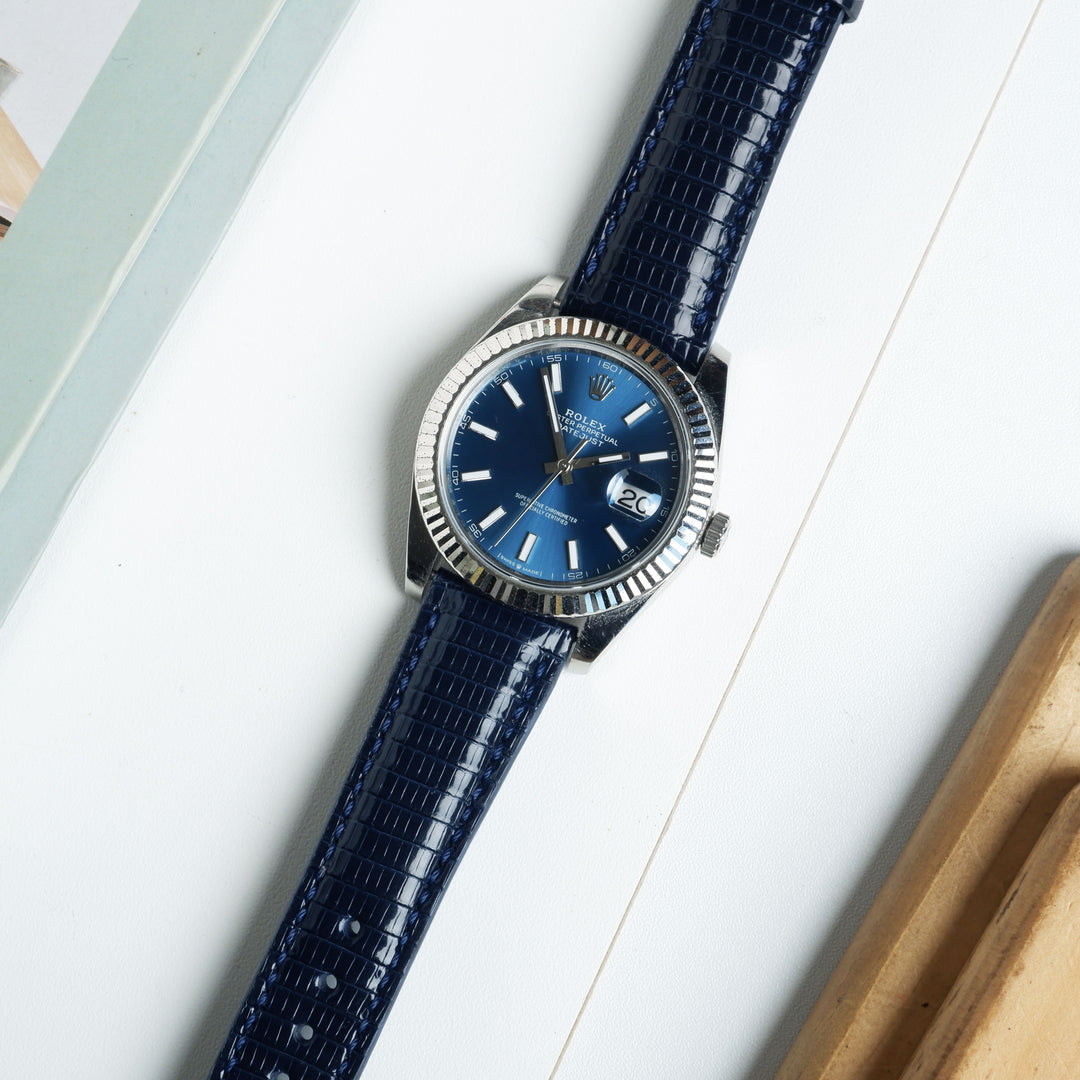 Rolex Datejust Straps - Lizard Navy Blue – Liger Straps display picture 1
