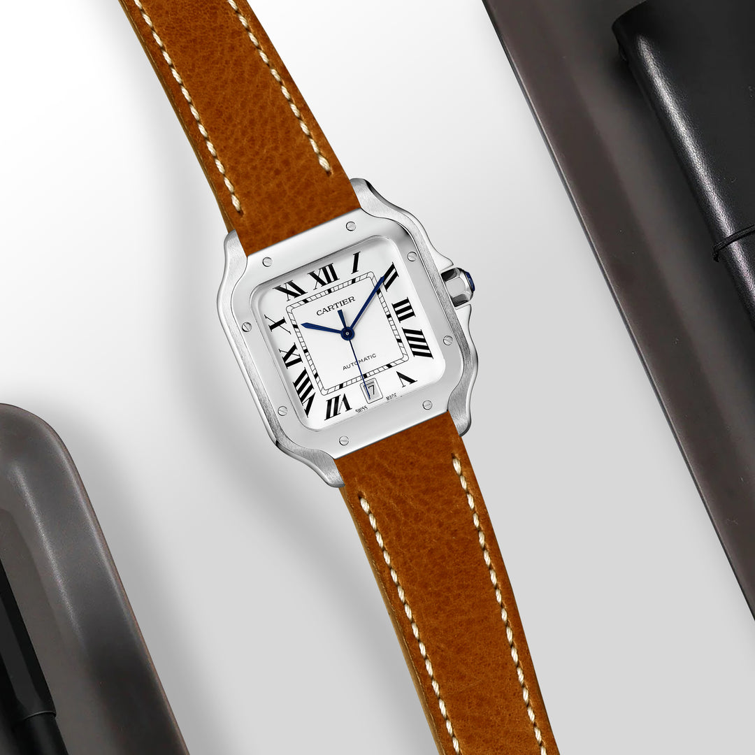 Cartier New Santos Quick Release Straps - Minerva Box Brown