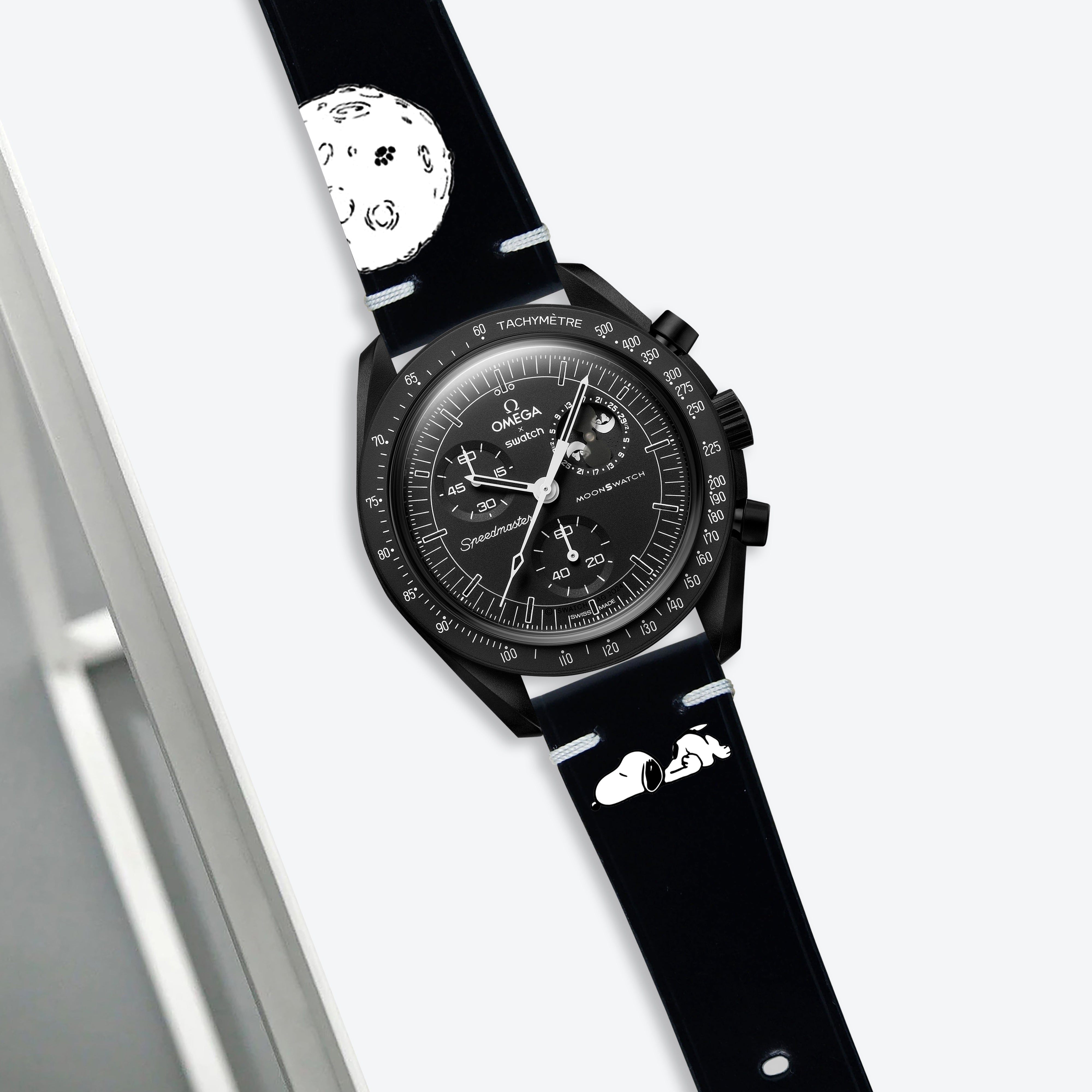 Omega MoonSwatch X Swatch Straps - Minimalist Black Snoopy