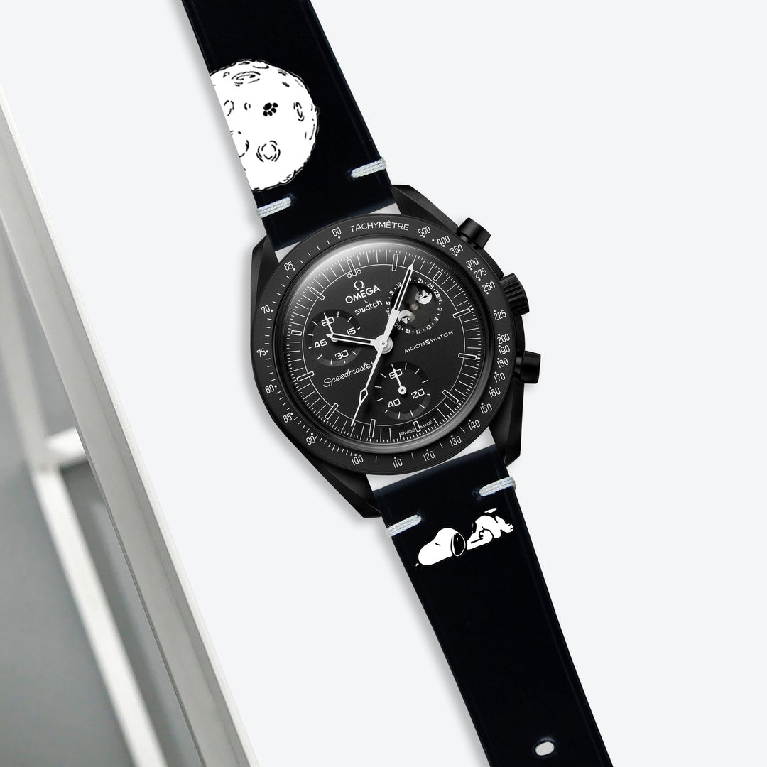 Omega MoonSwatch X Swatch Straps - Minimalist Black Snoopy