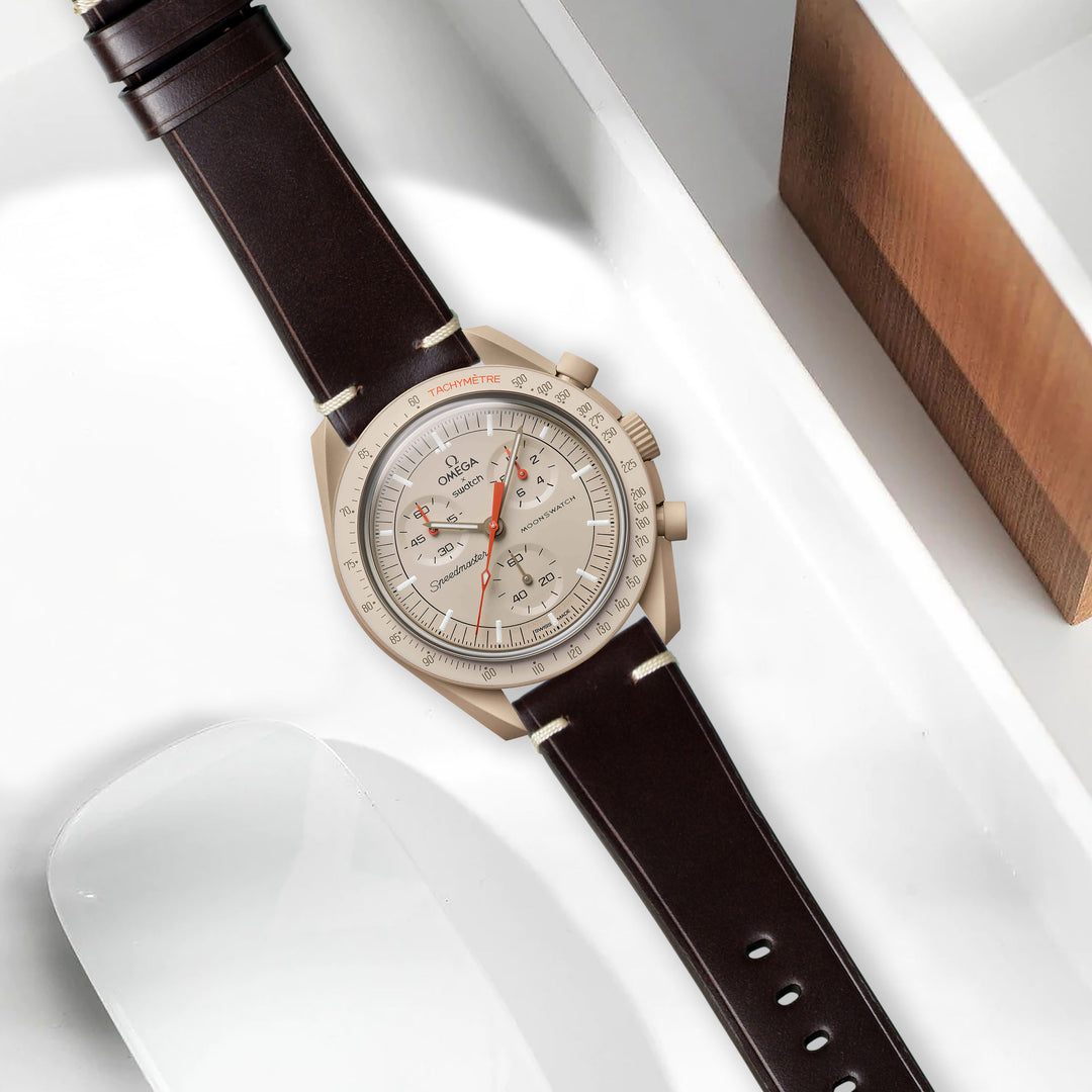 Omega MoonSwatch X Swatch Straps - Minimalist Cordovan Dark Brown
