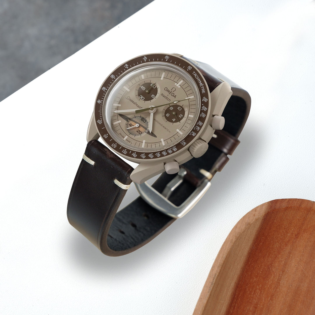 Omega MoonSwatch X Swatch Straps - Minimalist Cordovan Dark Brown