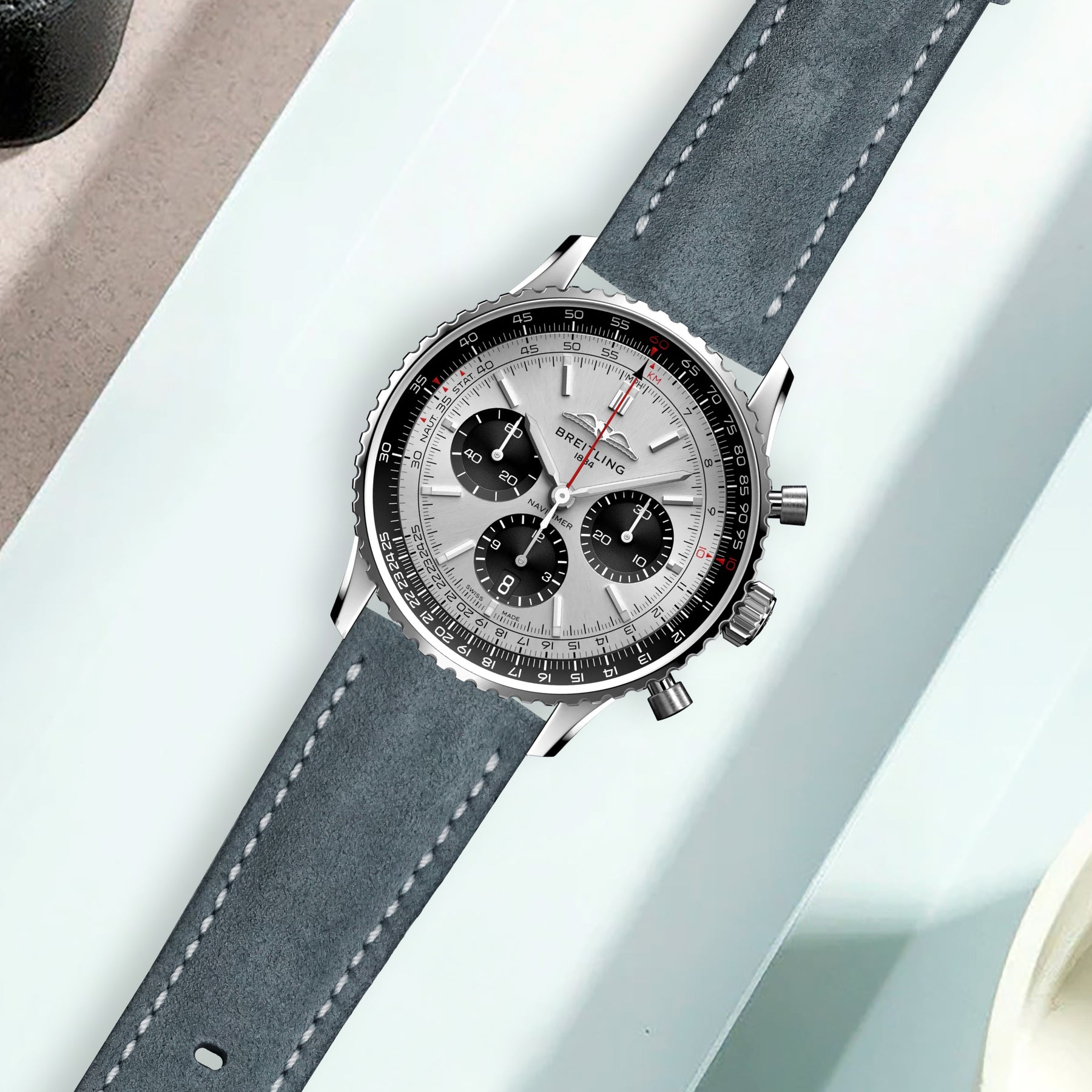 Navitimer Strap Breitling Navitimer Straps - Suede Arctic Grey – Liger Straps