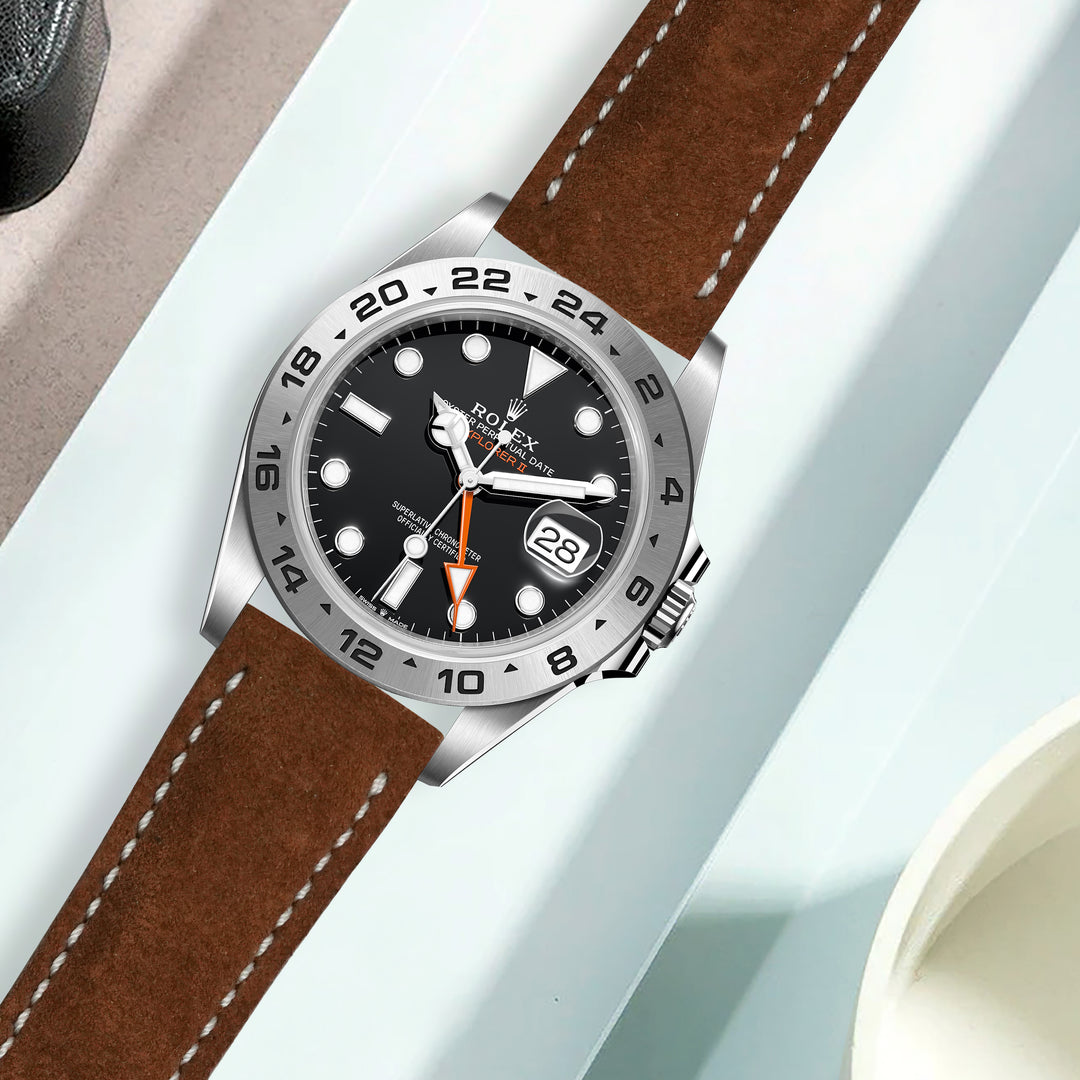 Rolex Explorer Straps - Suede Brown – Liger Straps