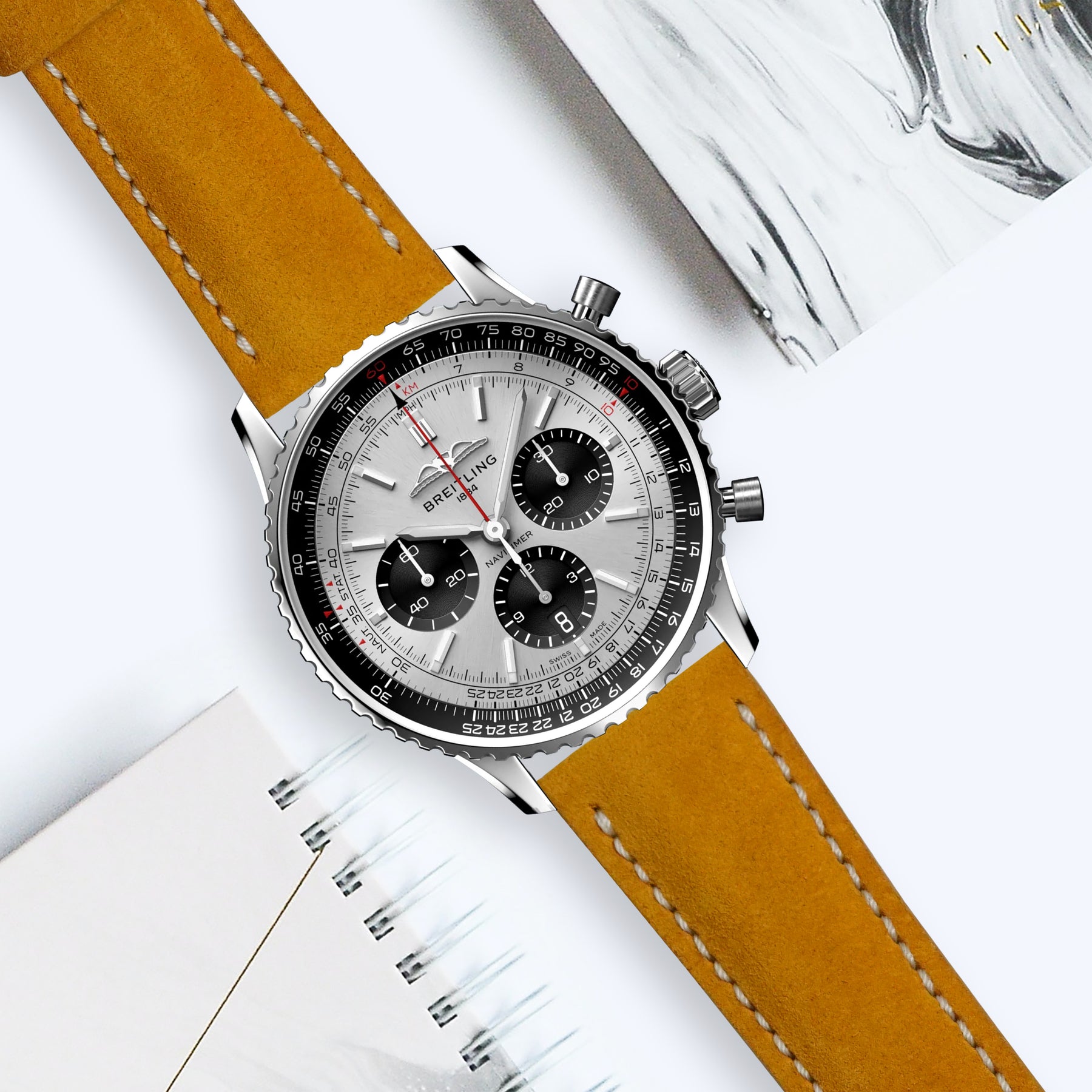 Navitimer Strap Breitling Navitimer Straps - Suede Gold – Liger Straps
