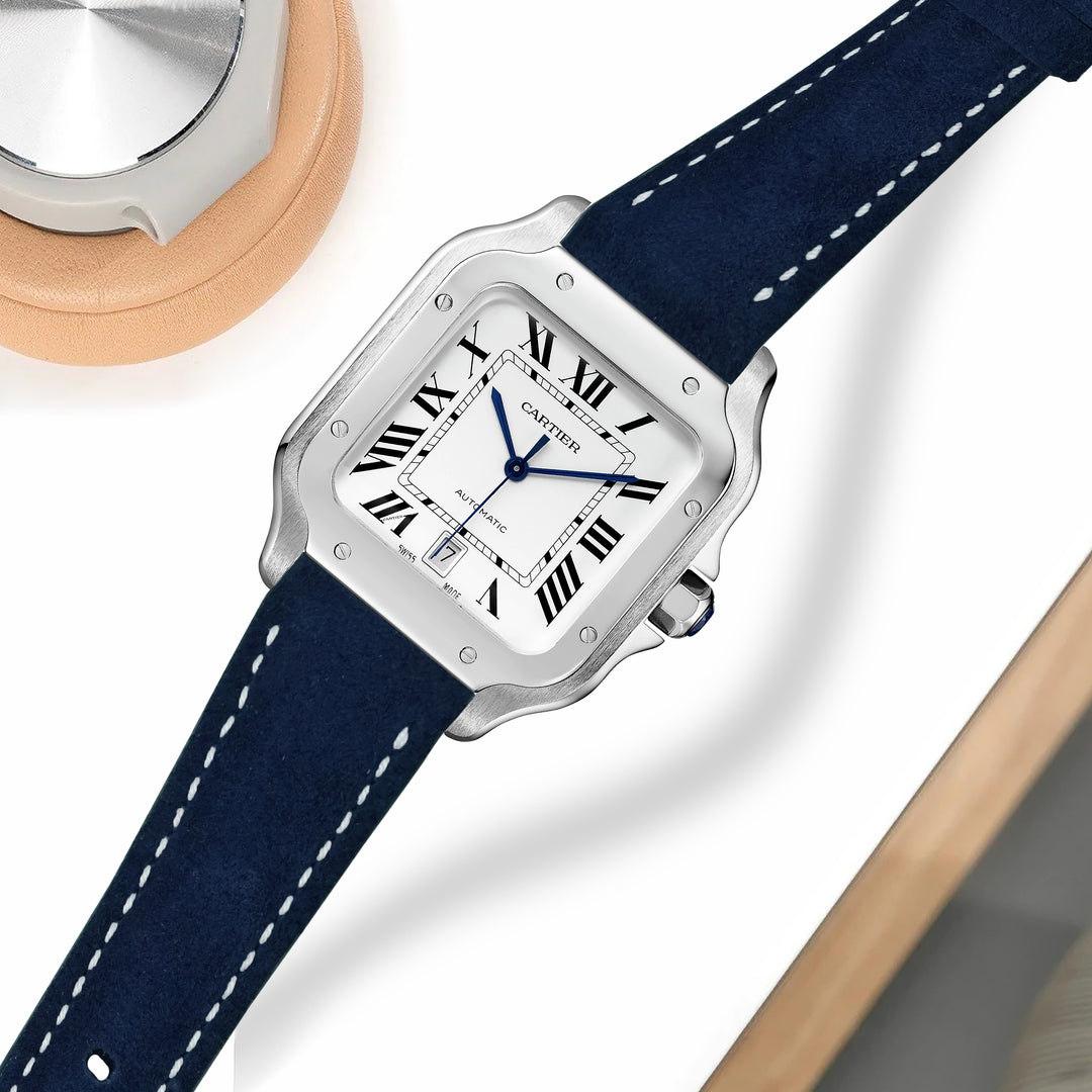 Cartier New Santos Quick Release Straps - Suede Navy Blue – Liger