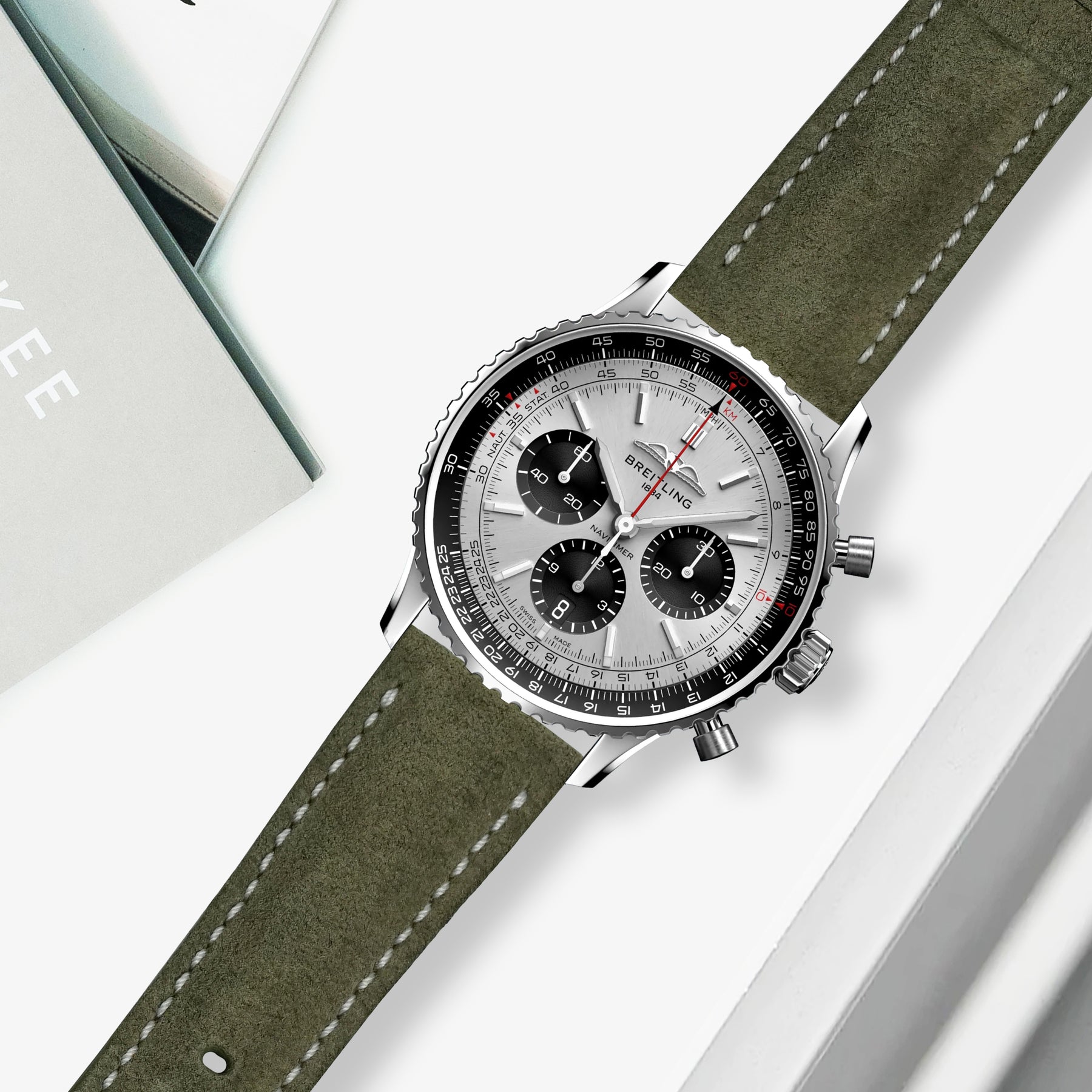 Navitimer Strap Breitling Navitimer Straps - Suede Olive – Liger Straps