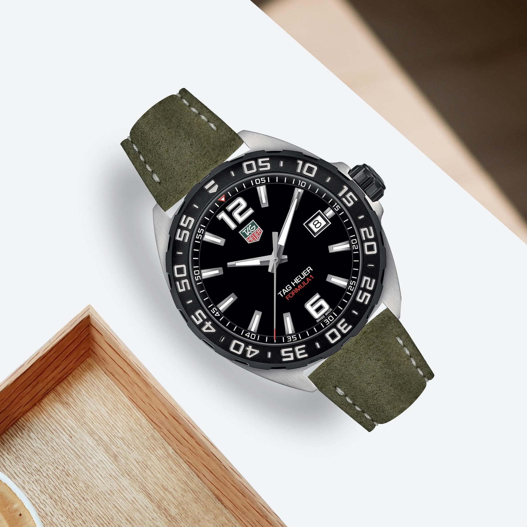 Tag Heuer Formula Straps Suede Olive – Liger Straps