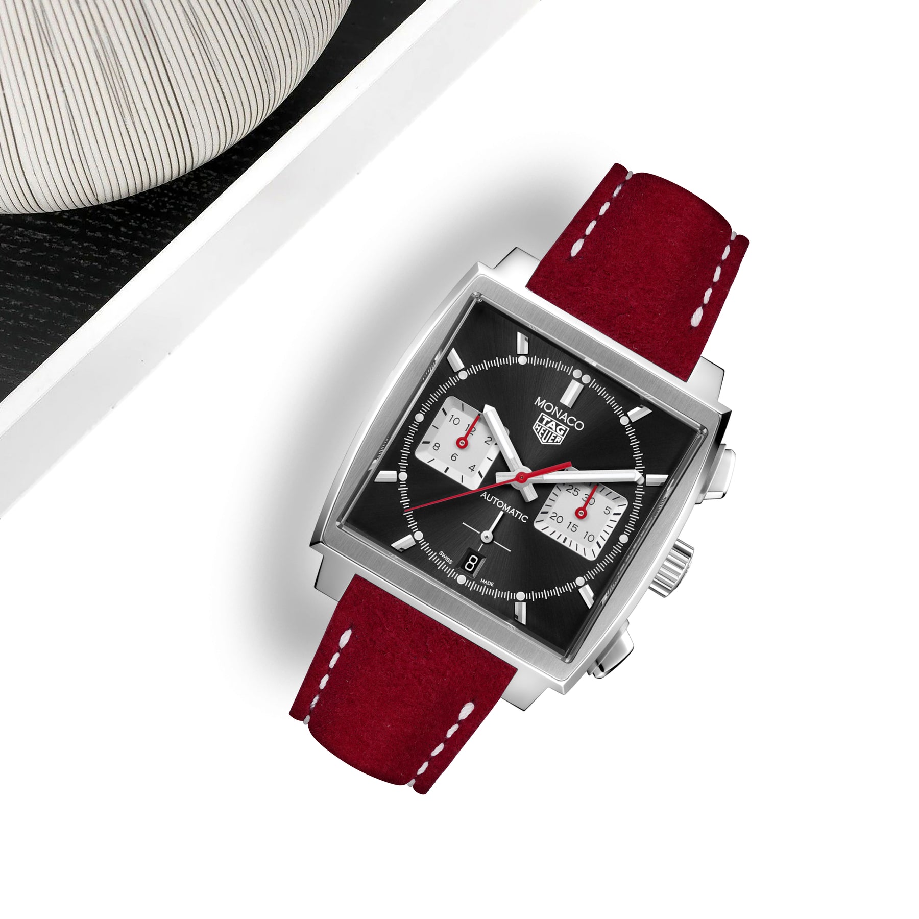 Red Band Tag Monaco Watch Strap Rubber Strap For Tag Heuer Monaco