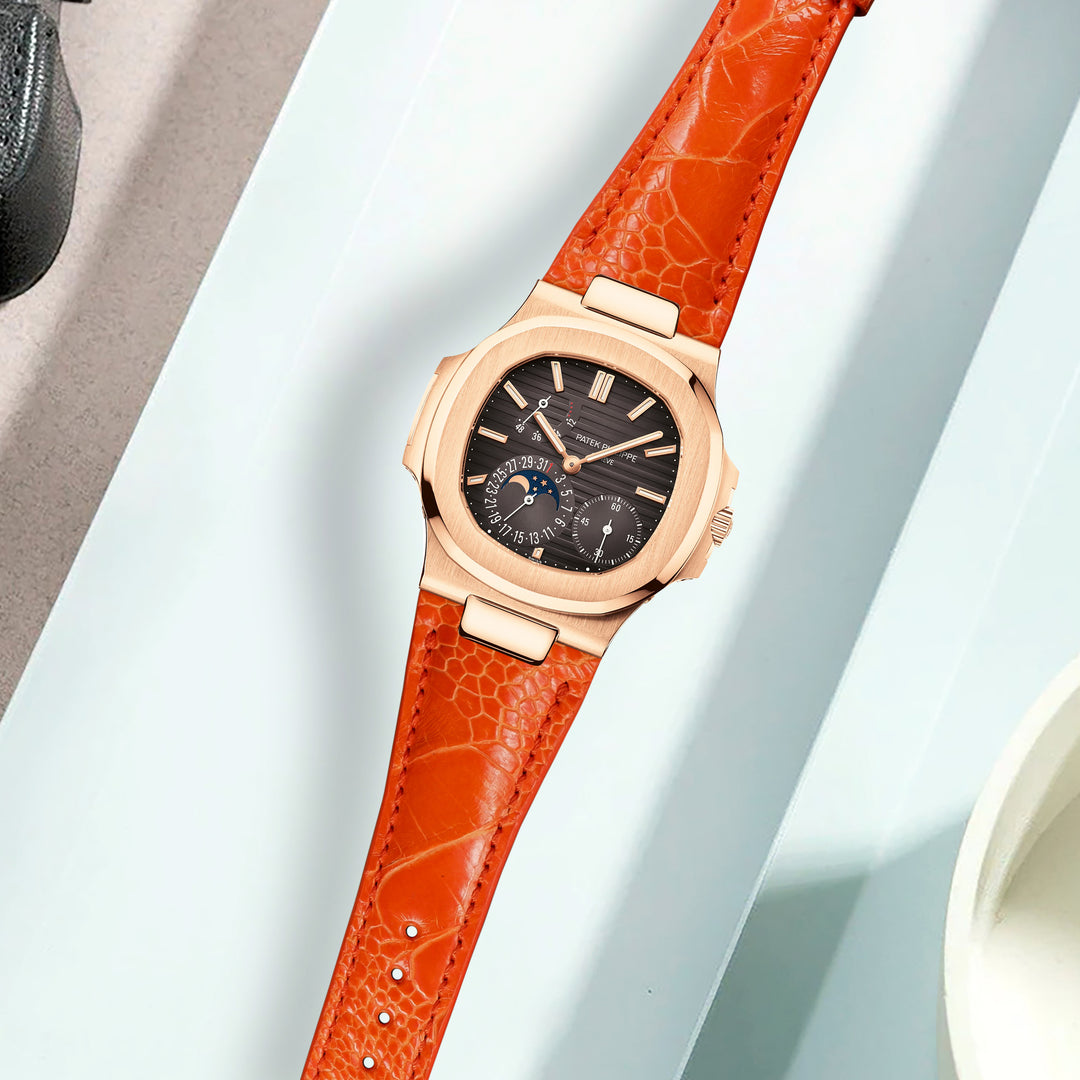 Patek Nautilus Straps - Ostrich Leg Orange – Liger Straps