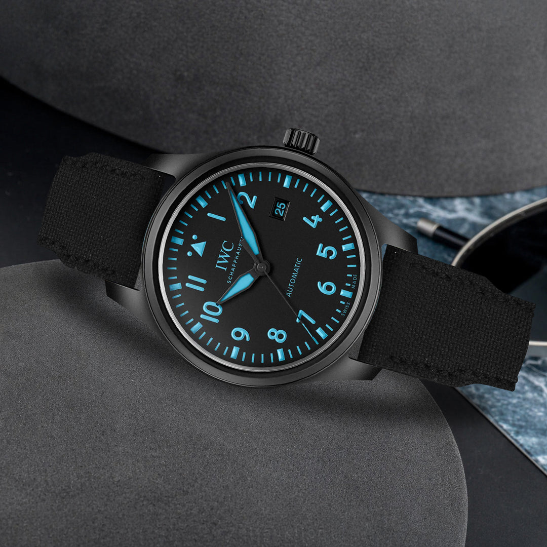 IWC Easx Change Straps - Pilot Canvas Black – Liger Straps