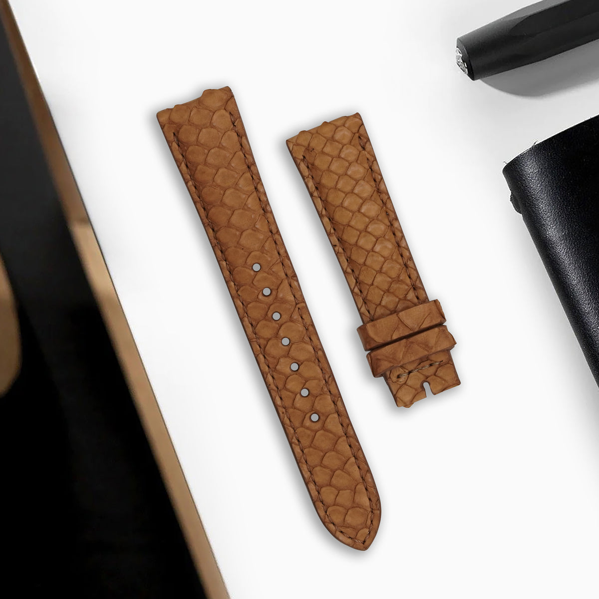 Ready Made 19mm Straps - Python Copper – Liger Straps