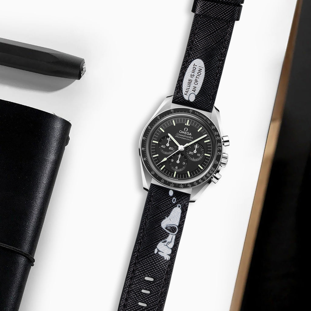 Omega Speedmaster Moonwatch Straps Saffiano Black Snoopy