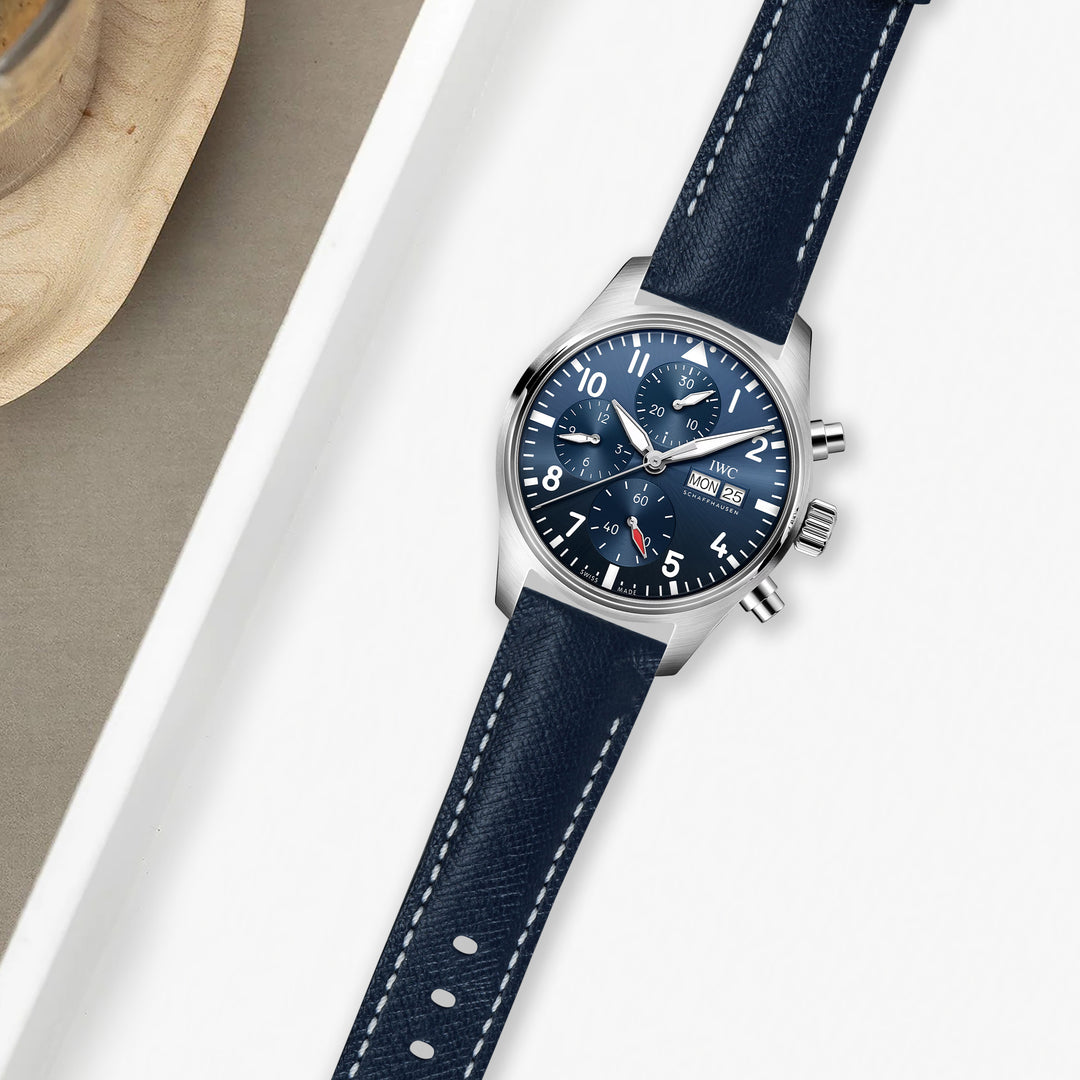 IWC Easx Change Straps - Saffiano Navy Blue – Liger Straps
