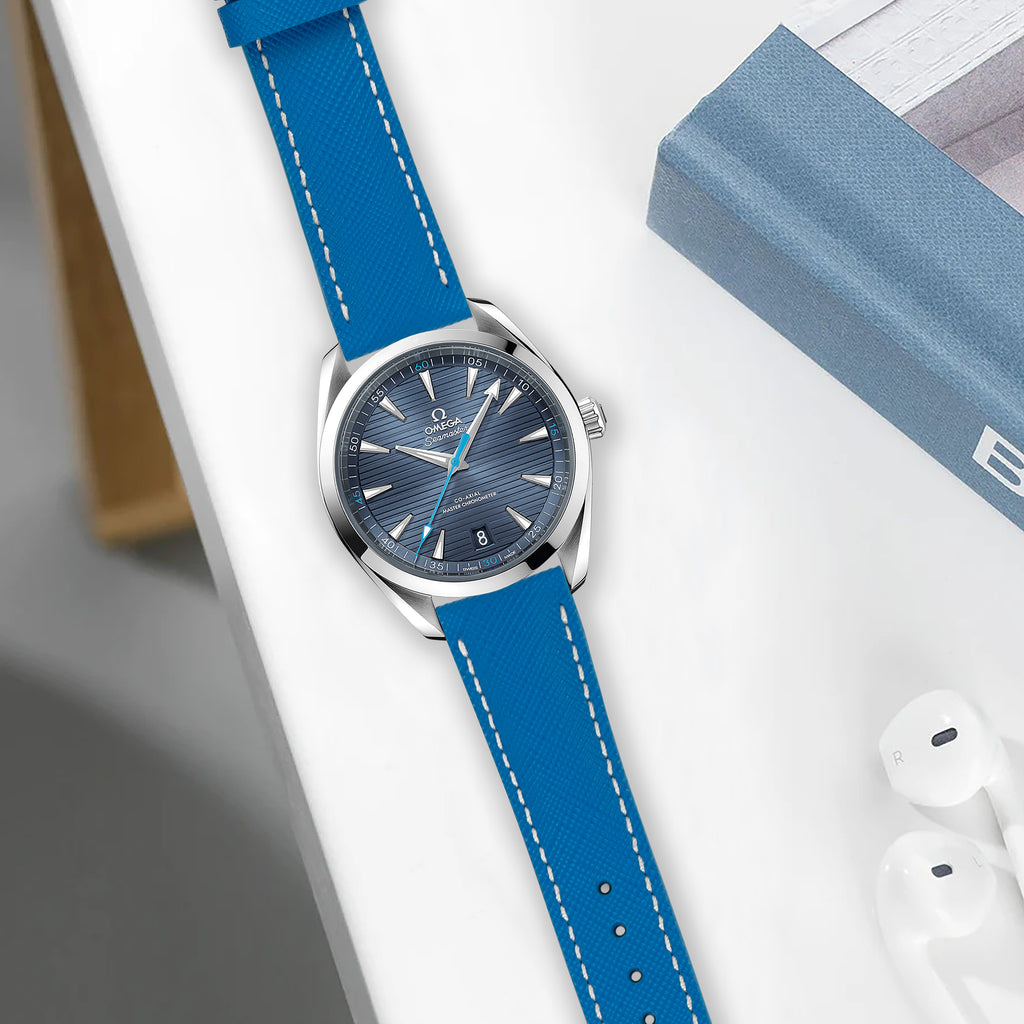 Omega Seamaster Aqua Terra Straps - Saffiano Sky Blue – Liger Straps