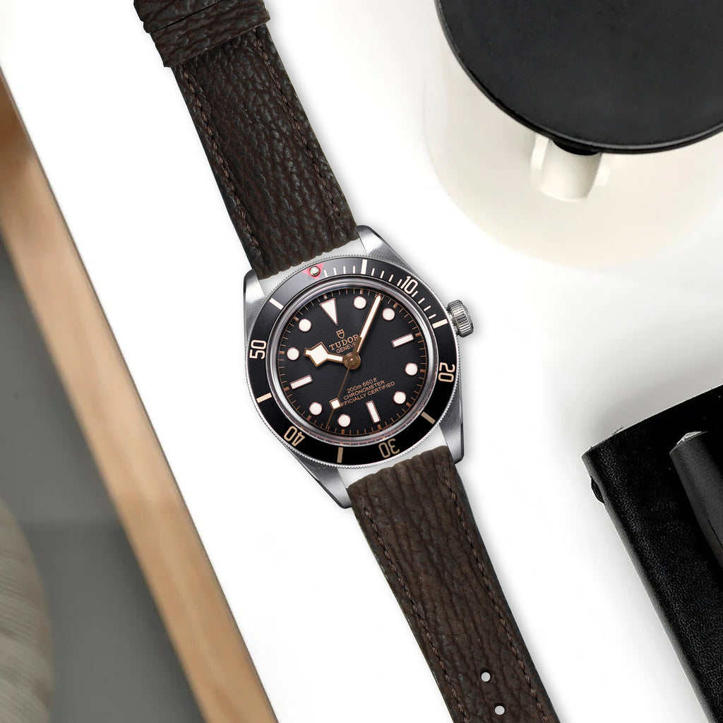 Custom 20mm 22mm 24mm Black leather strap for Tudor GMT watch