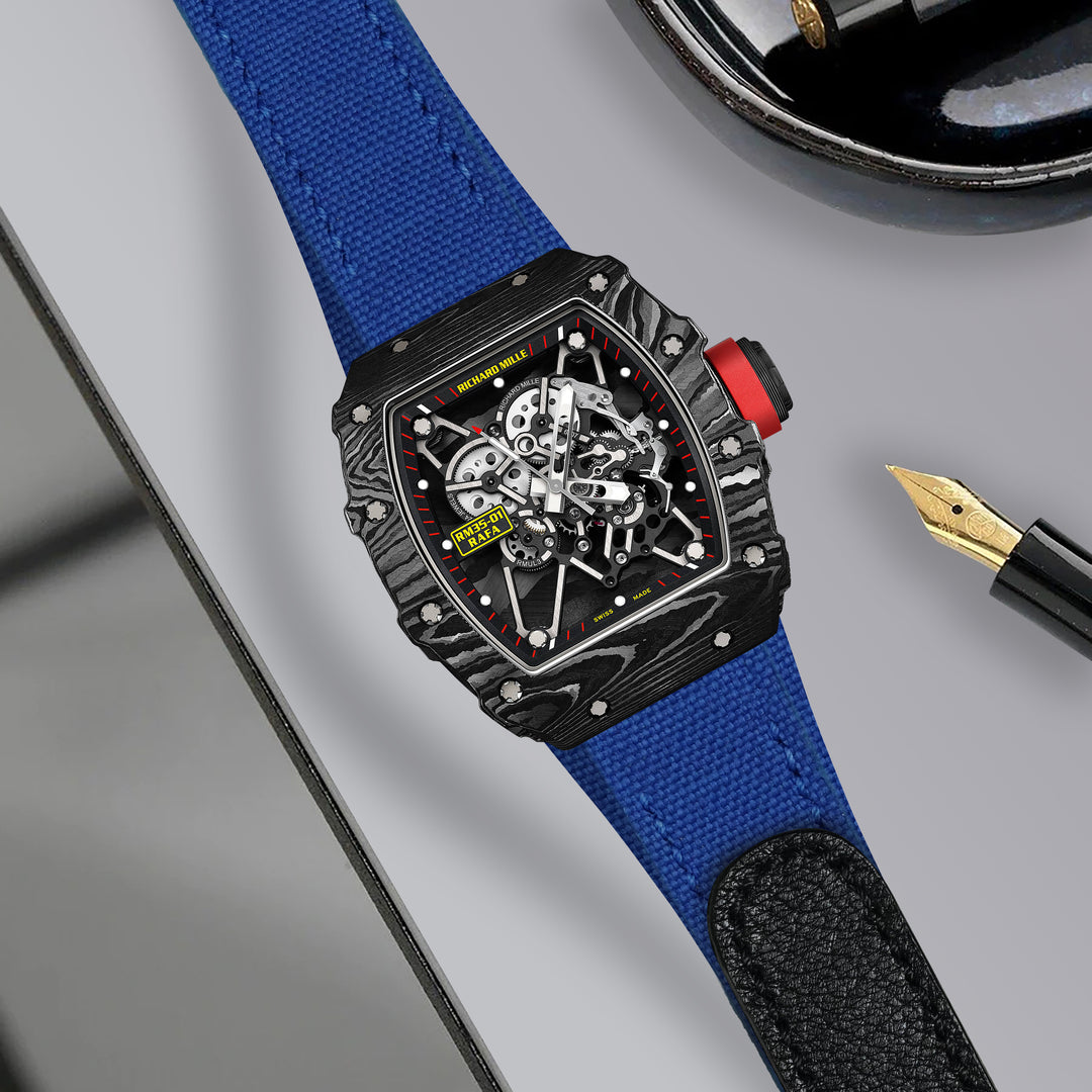 Richard Mille Straps - Velcro Canvas Electric Blue – Liger Straps