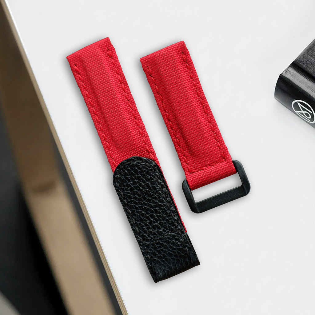 Velcro Straps - Velcro Canvas Black X Croco Red – Liger Straps