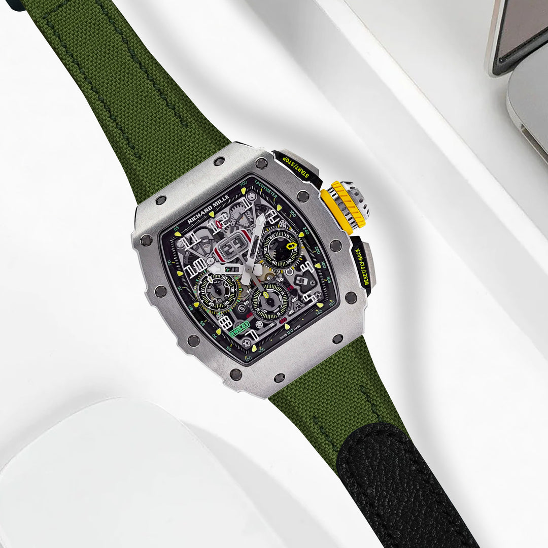 Richard Mille Straps - Velcro Canvas Olive – Liger Straps