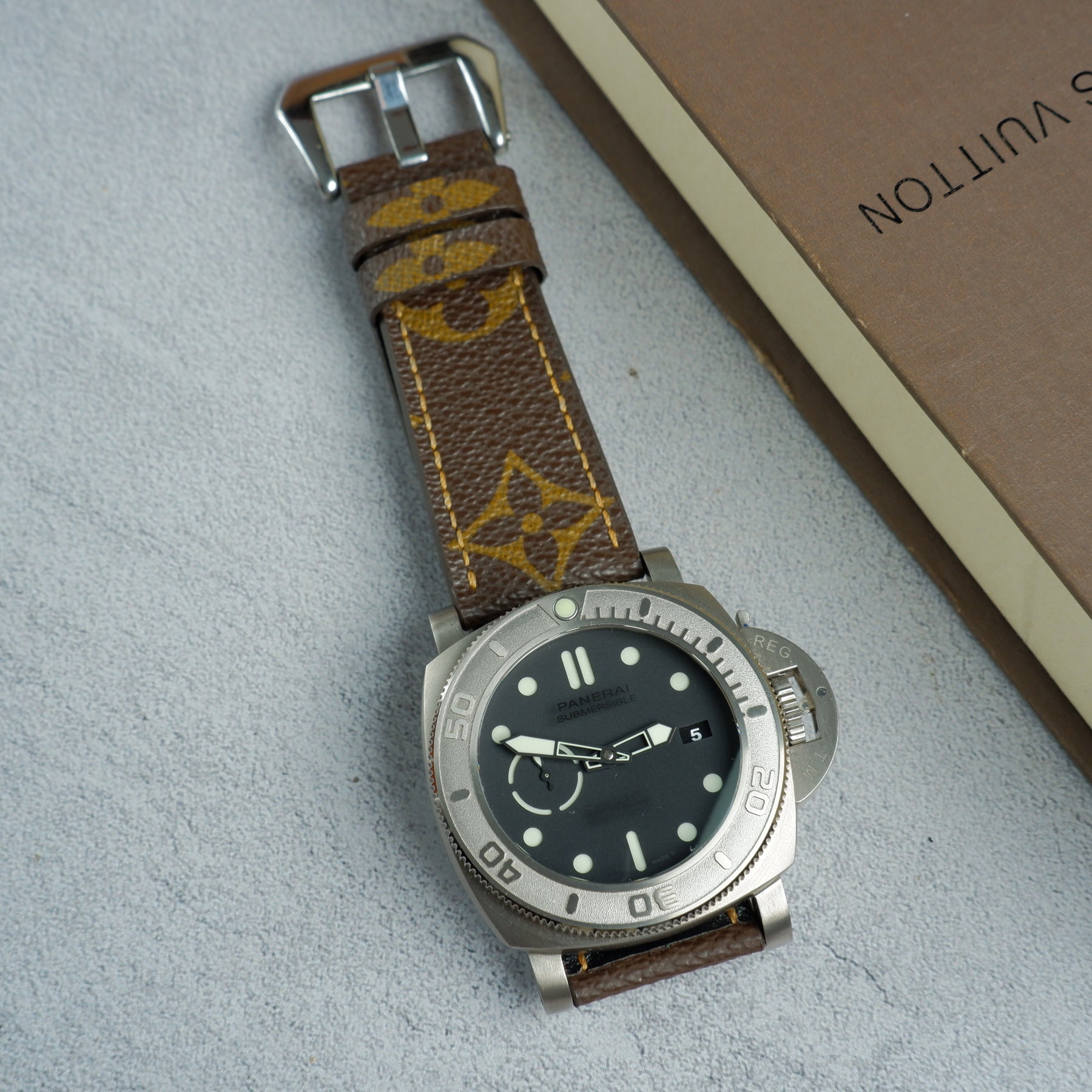 Panerai Submersible Straps - Louis Vuitton Ebene Logo – Liger Straps