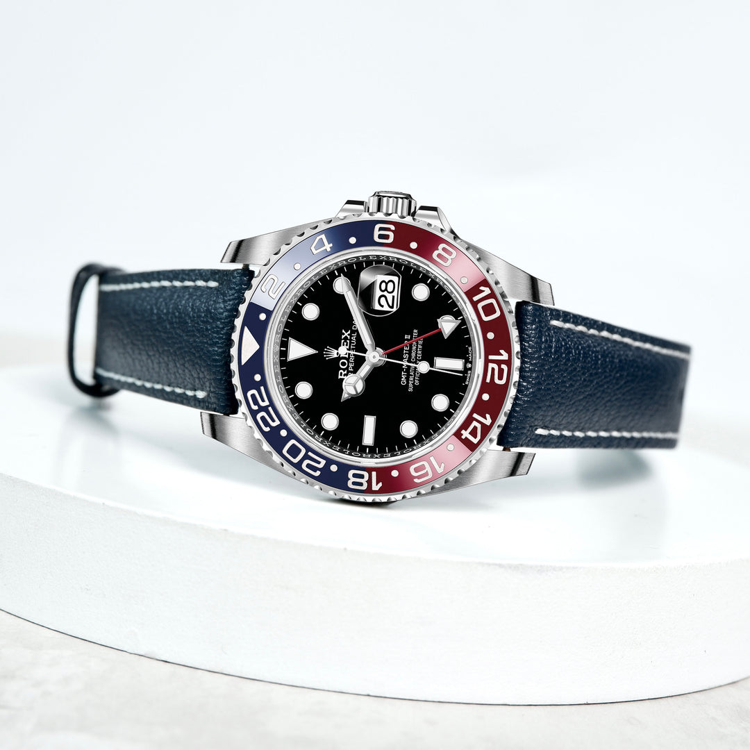 Rolex GMT Master II Pepsi Straps - Chevre Navy Blue – Liger Straps