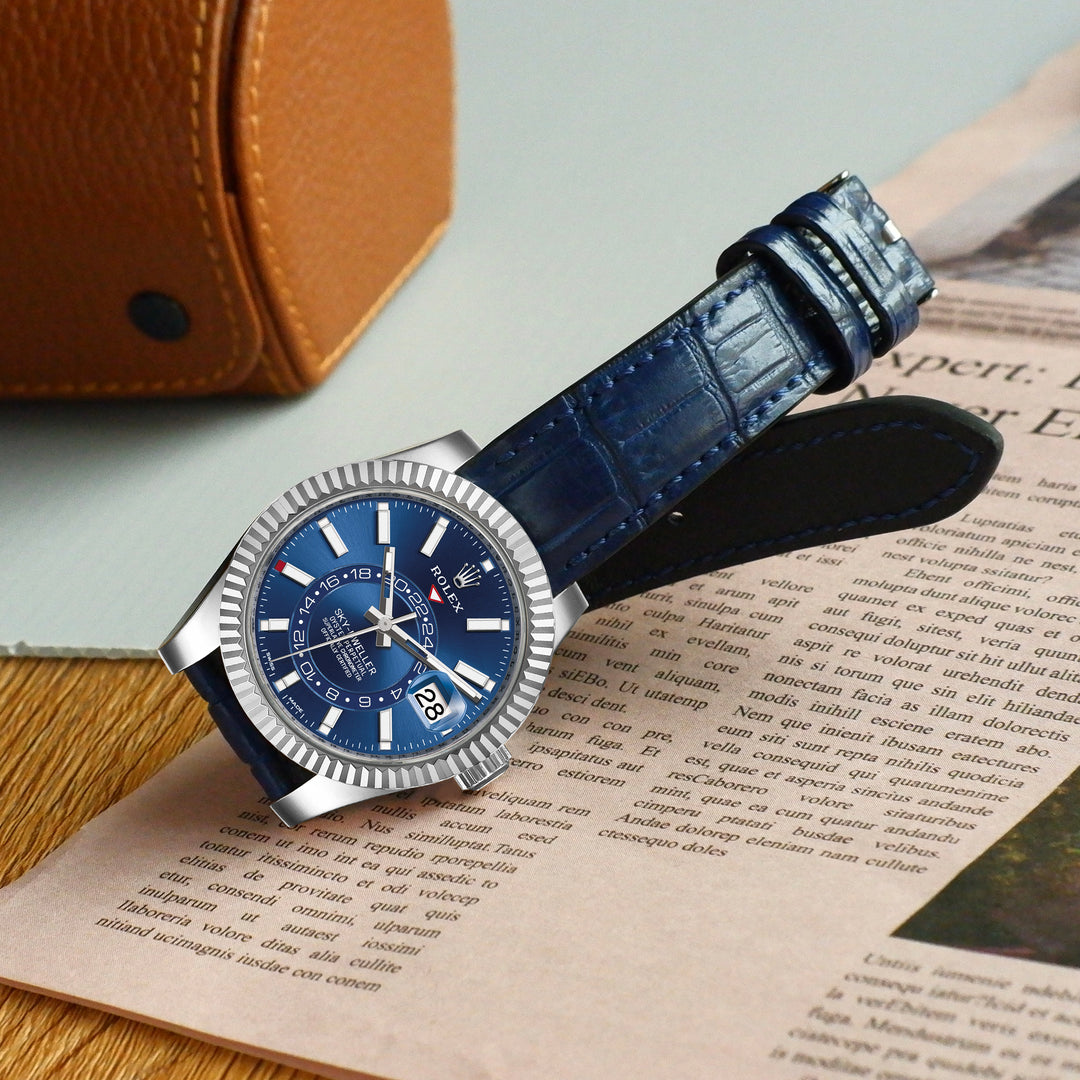 Rolex Sky-Dweller Straps - Croco Navy Blue – Liger Straps