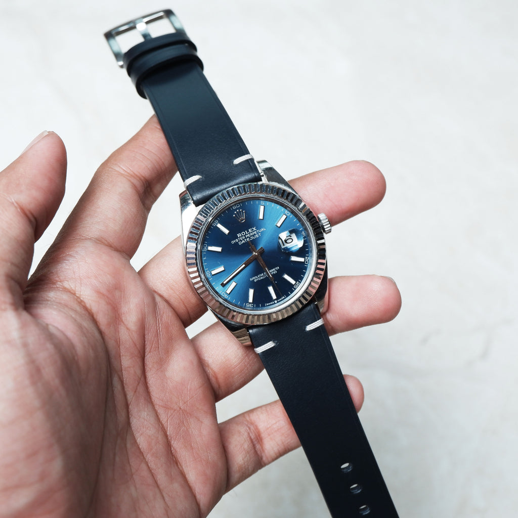 Rolex Datejust Straps Minimalist Cordovan Navy Blue Liger Straps