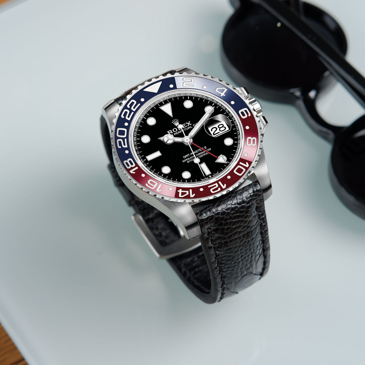 Rolex Rally Strap Rolex GMT Master II Pepsi Straps - Ostrich Leg Black – Liger Straps