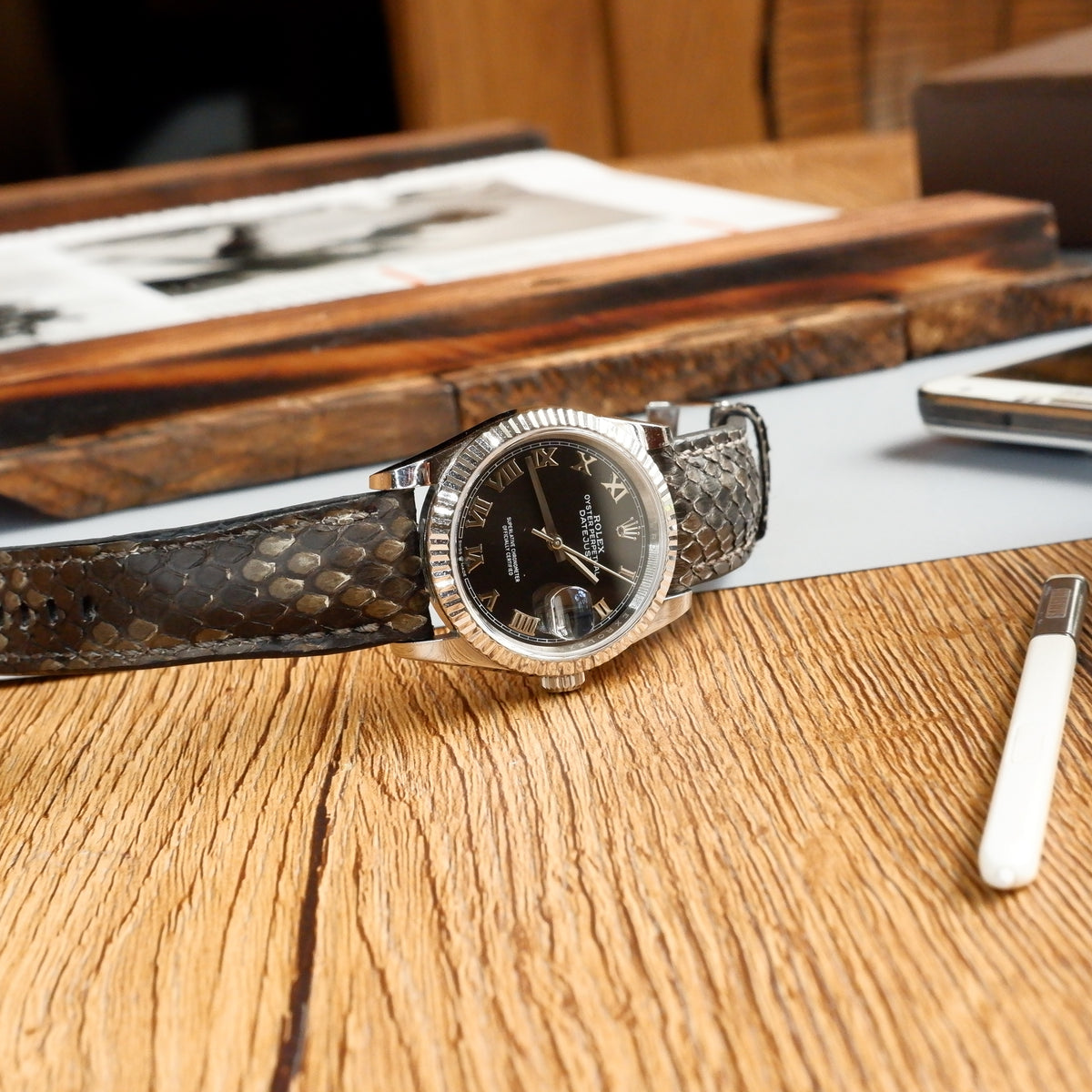 Ready Made 20mm Straps - Python Slate Grey – Liger Straps